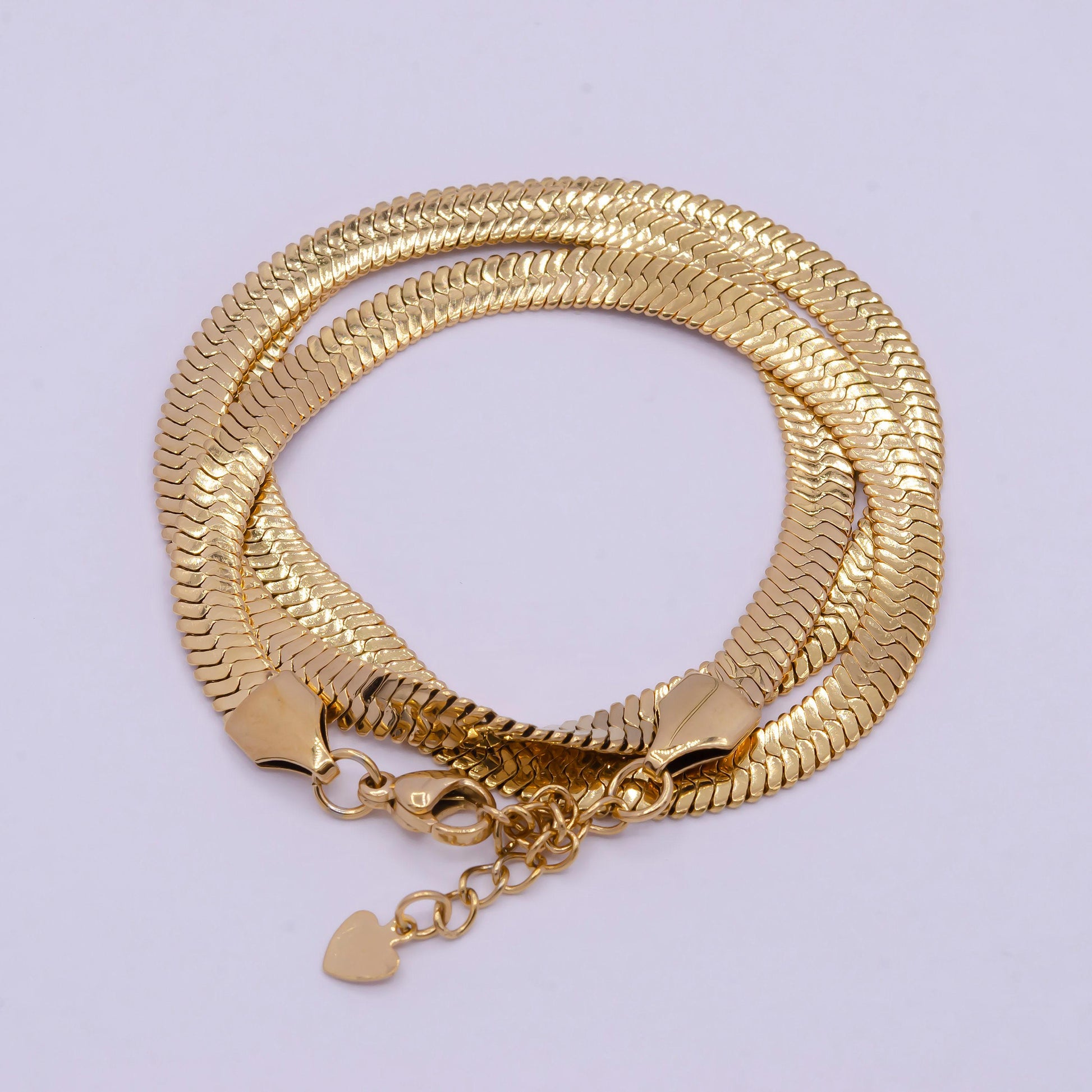 5.0mm gold herringbone necklace, 24k gold filled 15.7" or 17.7" + 2.0" extender delicate snake gold necklace | wa-932, wa-936
