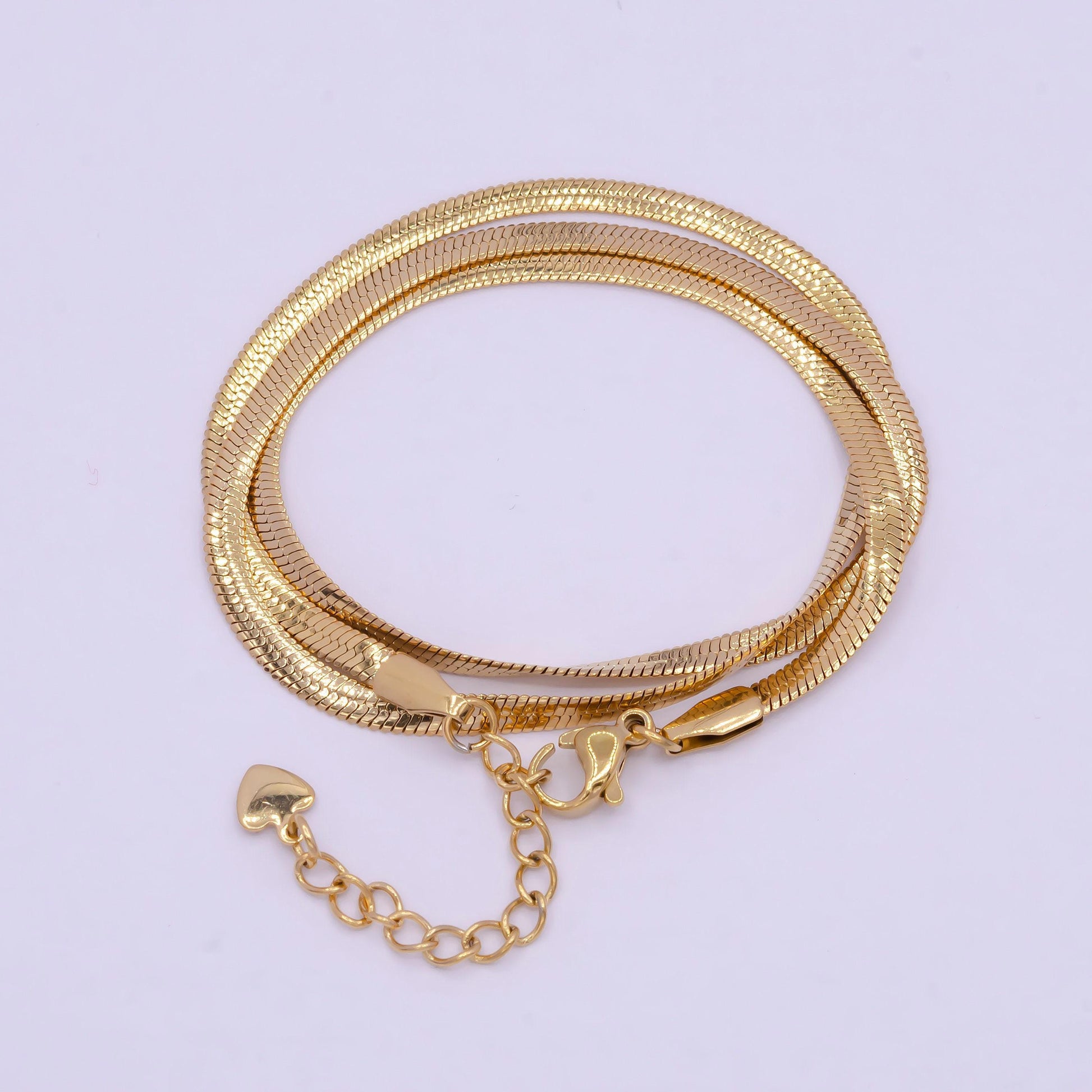 3.0mm gold herringbone necklace, 24k gold filled 16.0" or 18.0" + 2.0 extender delicate gold snake necklace | wa-933, wa-931