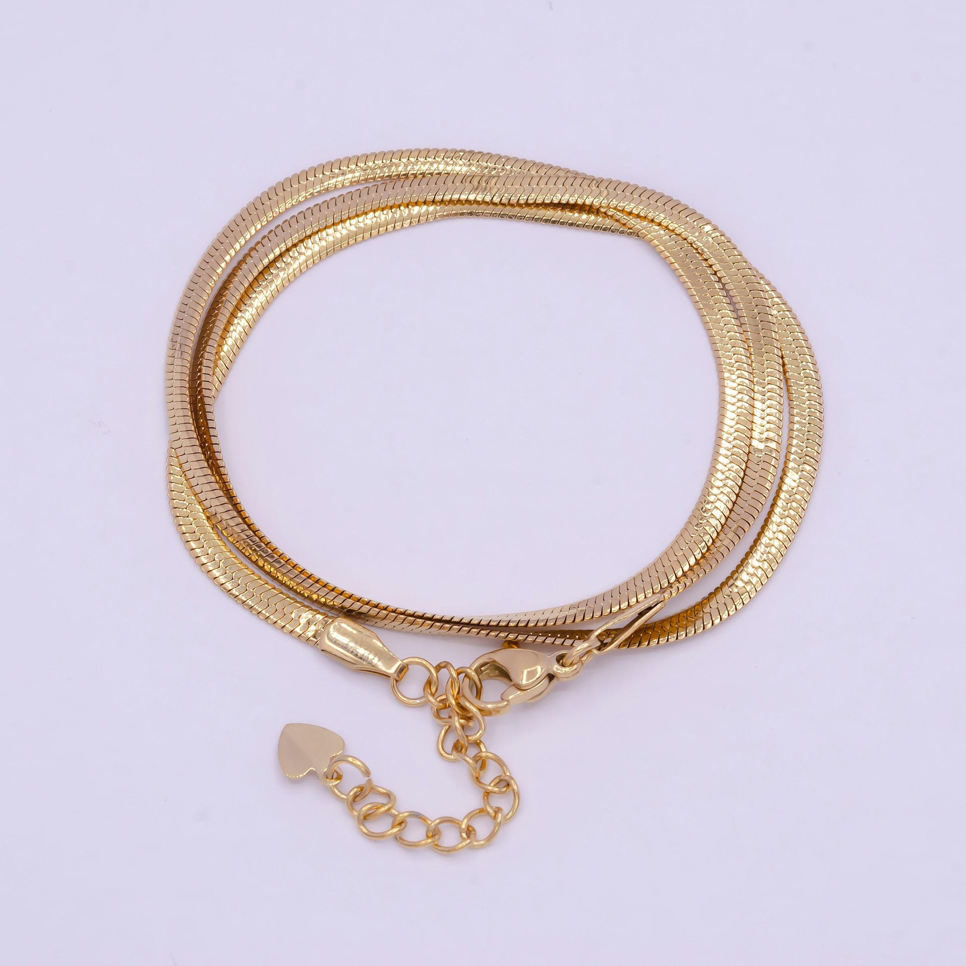 3.0mm gold herringbone necklace, 24k gold filled 16.0" or 18.0" + 2.0 extender delicate gold snake necklace | wa-933, wa-931
