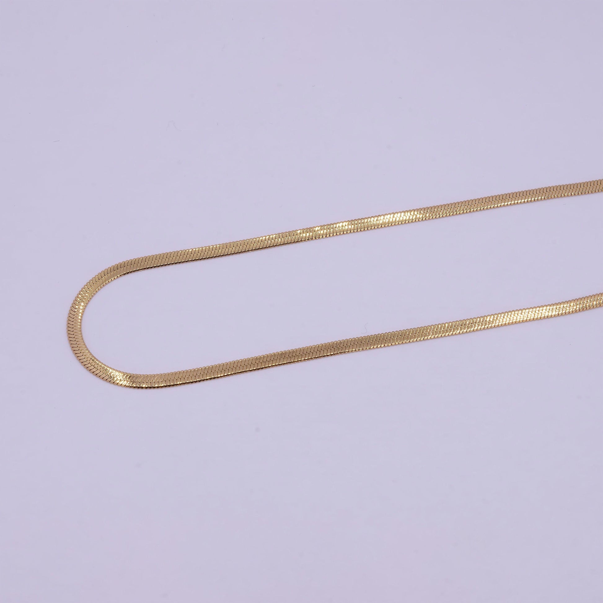 3.0mm gold herringbone necklace, 24k gold filled 16.0" or 18.0" + 2.0 extender delicate gold snake necklace | wa-933, wa-931