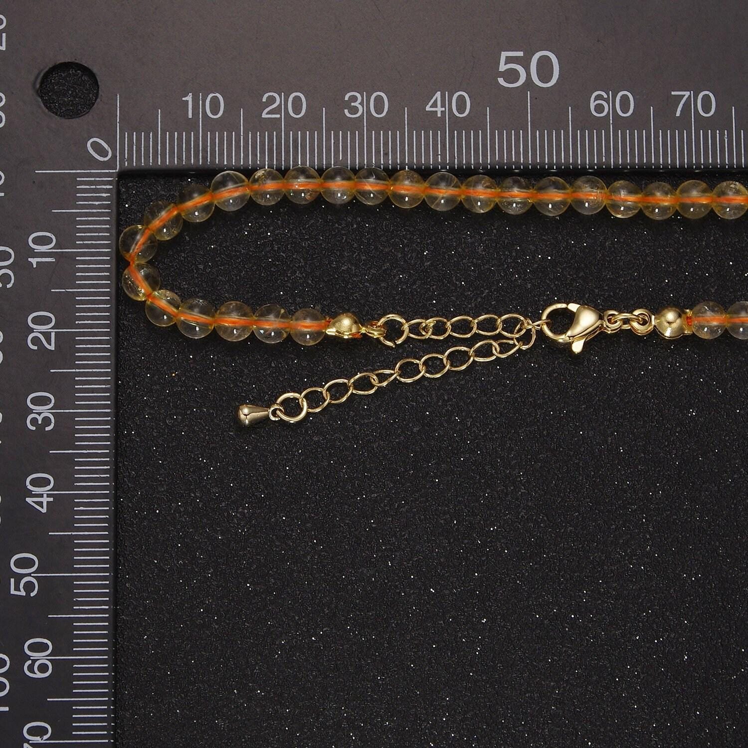 Yellow quartz bead neklace for layering jewelry wa-877
