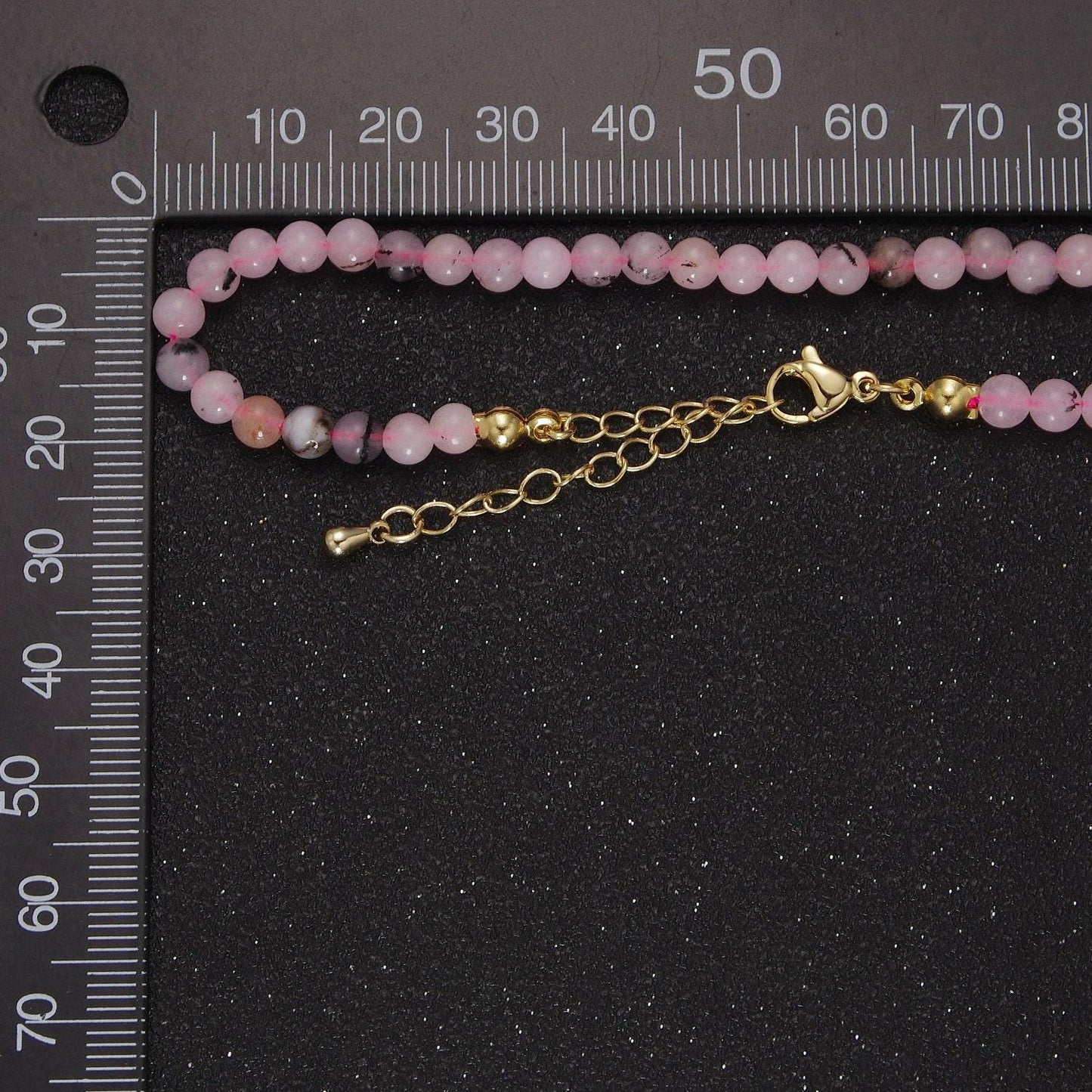 Handmade pink quartz bead neklace for layering jewelry wa-875