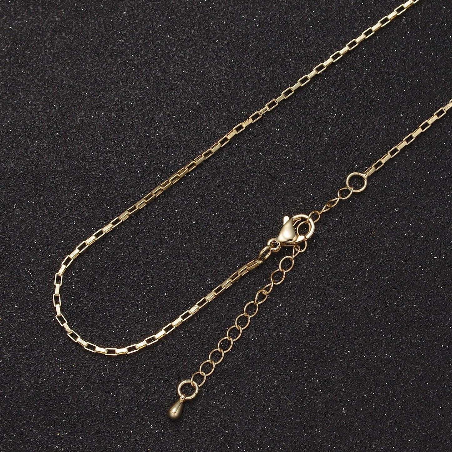 Dainty gold box chain necklace 18 inch + 2 inch extender layering jewelry wa-870
