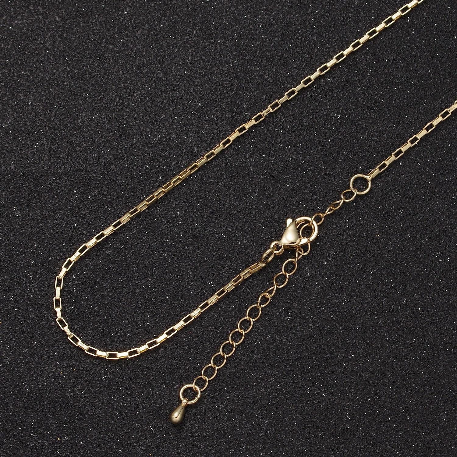 Dainty gold box chain necklace 18 inch + 2 inch extender layering jewelry wa-870