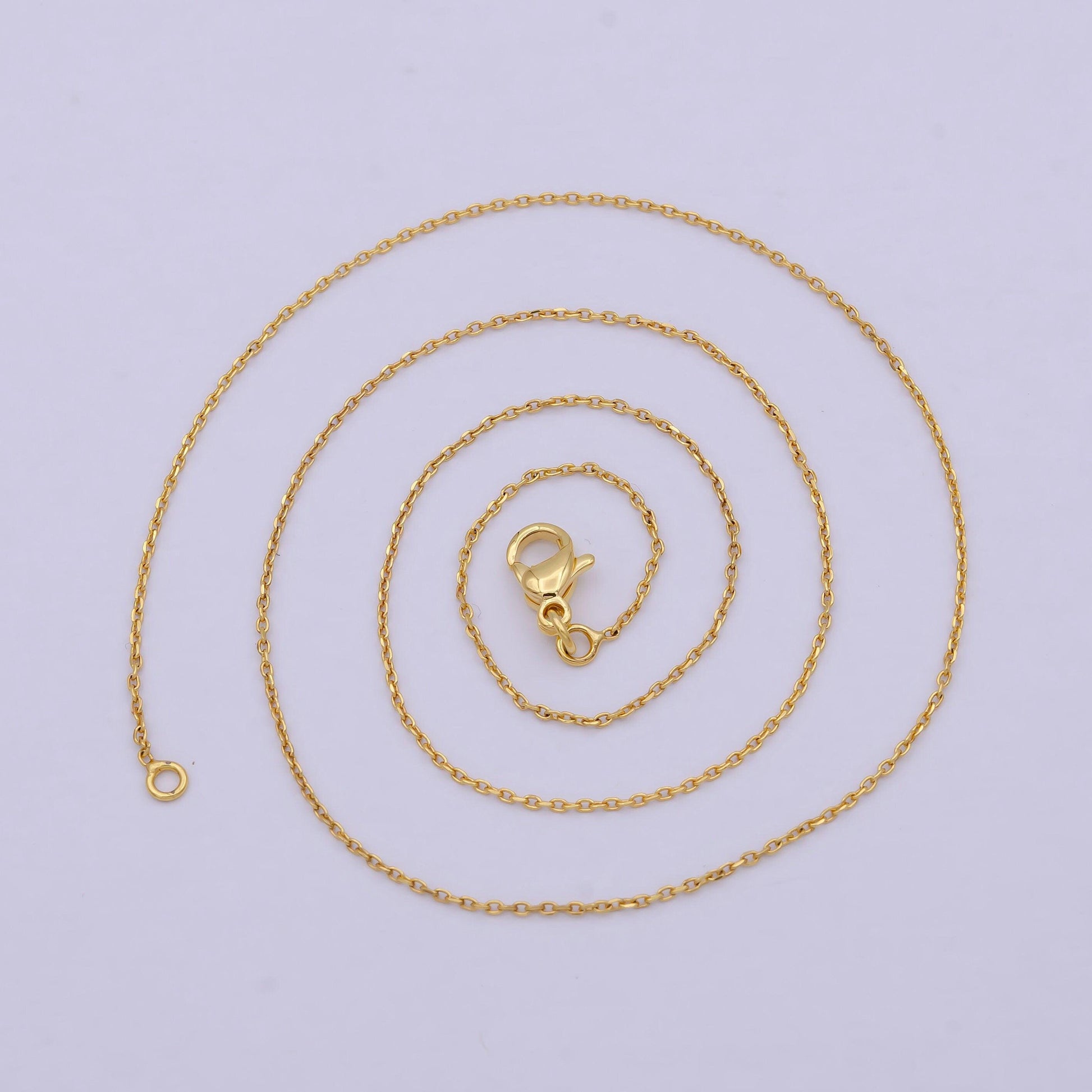 Dainty cable chain | 24k gold filled cable woman necklace 17.5 inch wa-797