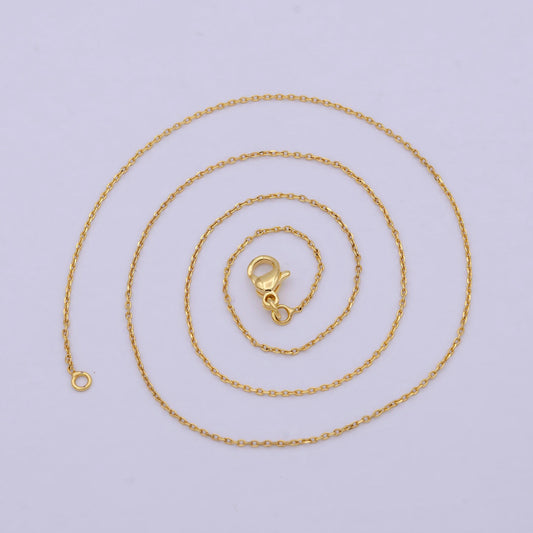 Dainty cable chain | 24k gold filled cable woman necklace 17.5 inch wa-797