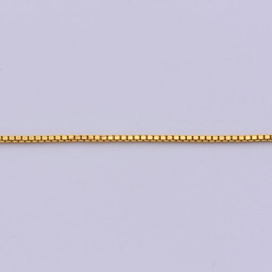 0.6 mm chain box necklace, 24k gold filled box chain, dainty gold filled chain, minimalist necklace 16.0 inch chain | wa-776