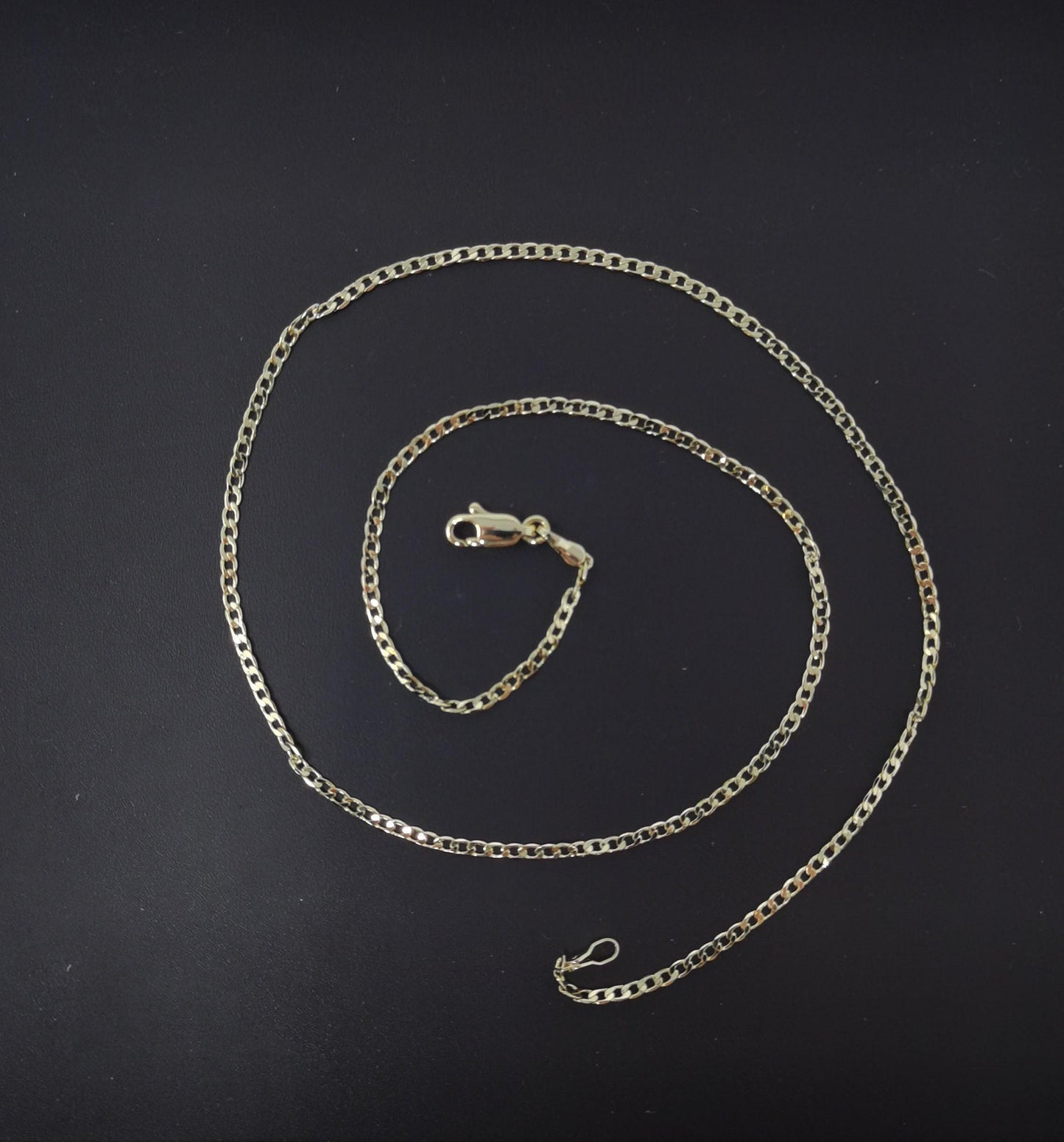 Dainty 1.2 mm curb chain | gold filled curb necklace | gold flat curb chain | unisex men woman necklace 17.5 inch wa-775