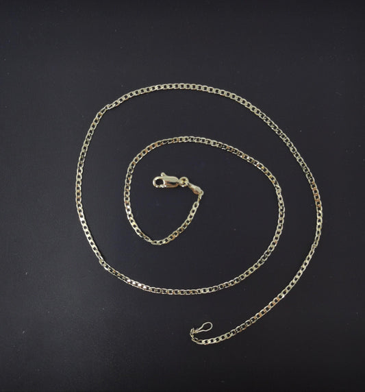 Dainty 1.2 mm curb chain | gold filled curb necklace | gold flat curb chain | unisex men woman necklace 17.5 inch wa-775