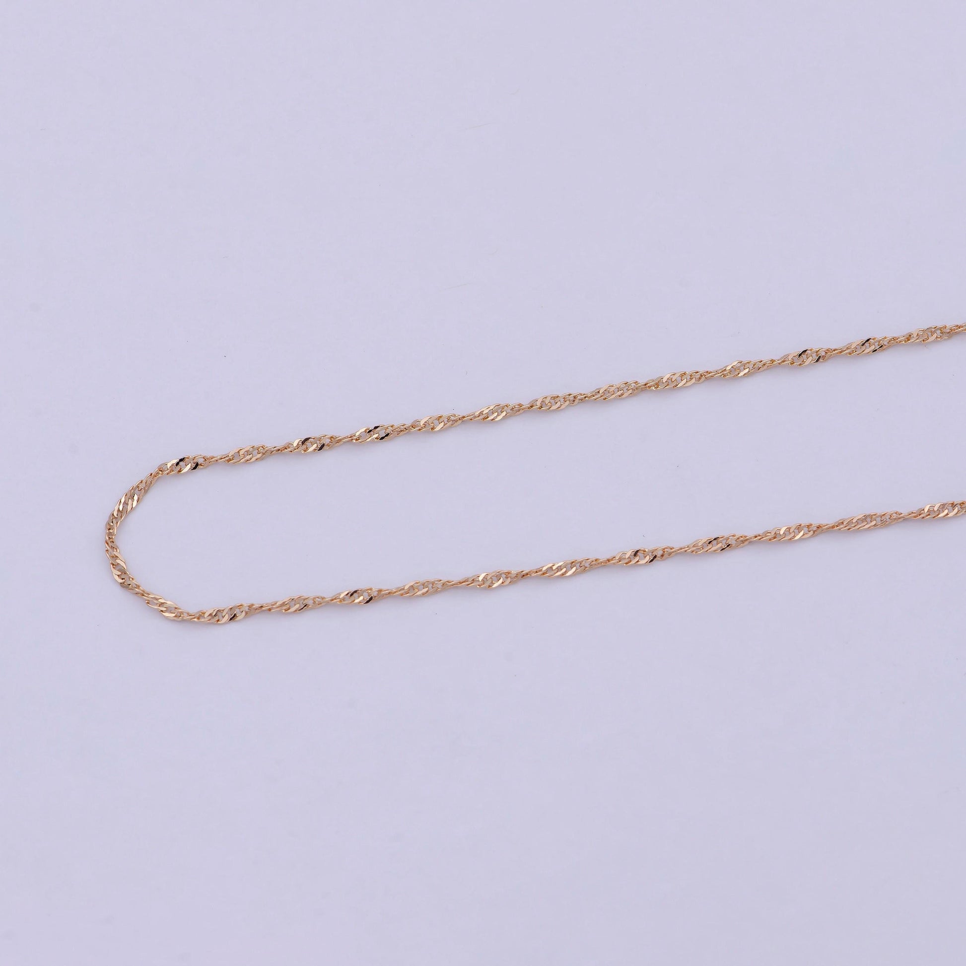 18k gold filled twisted singapore chain necklace, gold chain necklace layer dainty necklace wa-762