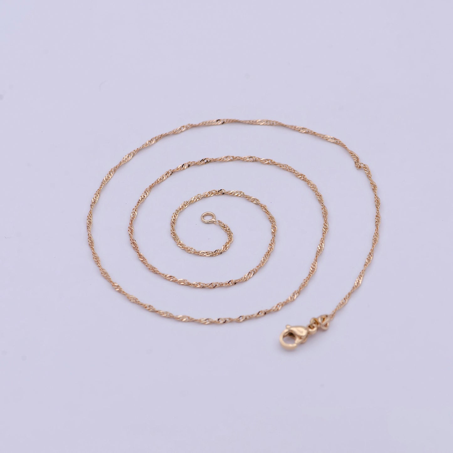 18k gold filled twisted singapore chain necklace, gold chain necklace layer dainty necklace wa-762