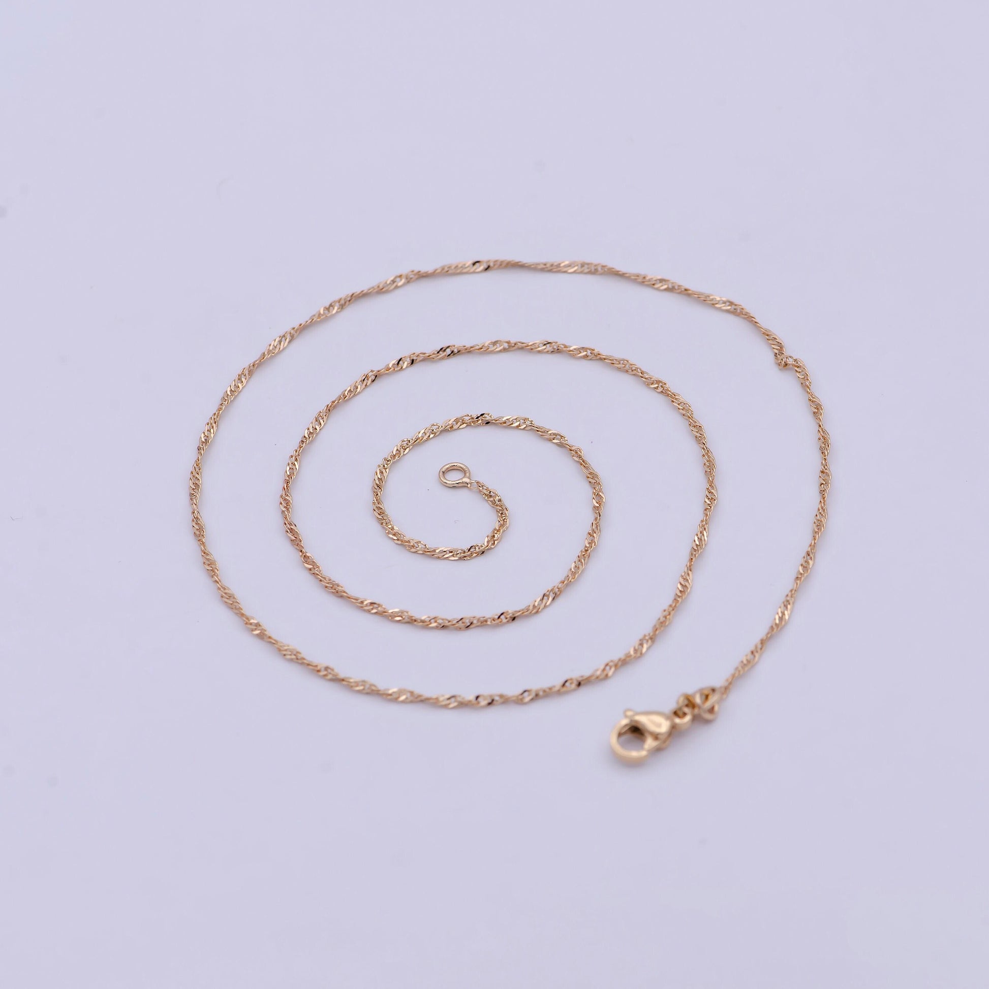 18k gold filled twisted singapore chain necklace, gold chain necklace layer dainty necklace wa-762