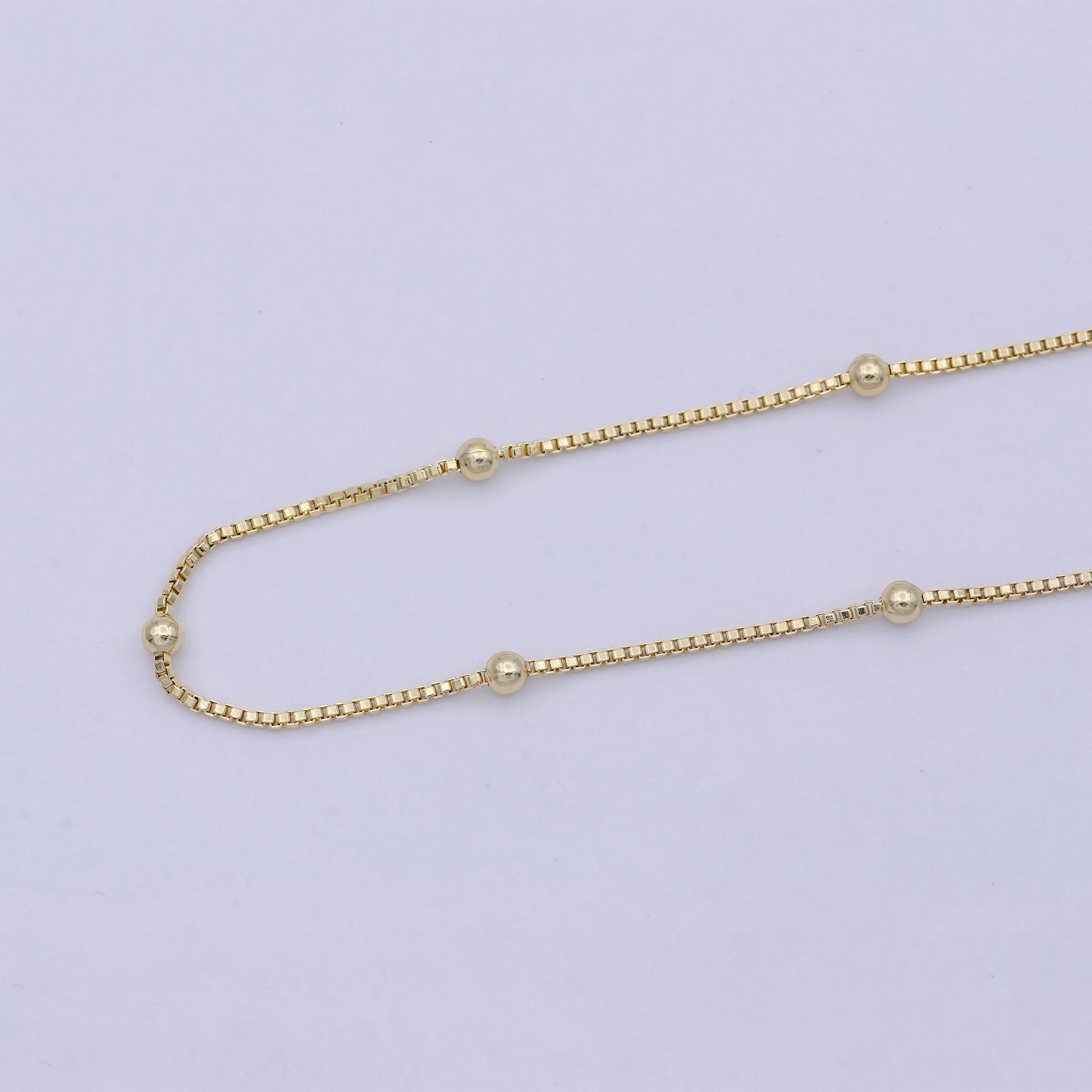 Dainty gold satellite bead chain box chain 18 inch necklace for jewelry making supply wa-753