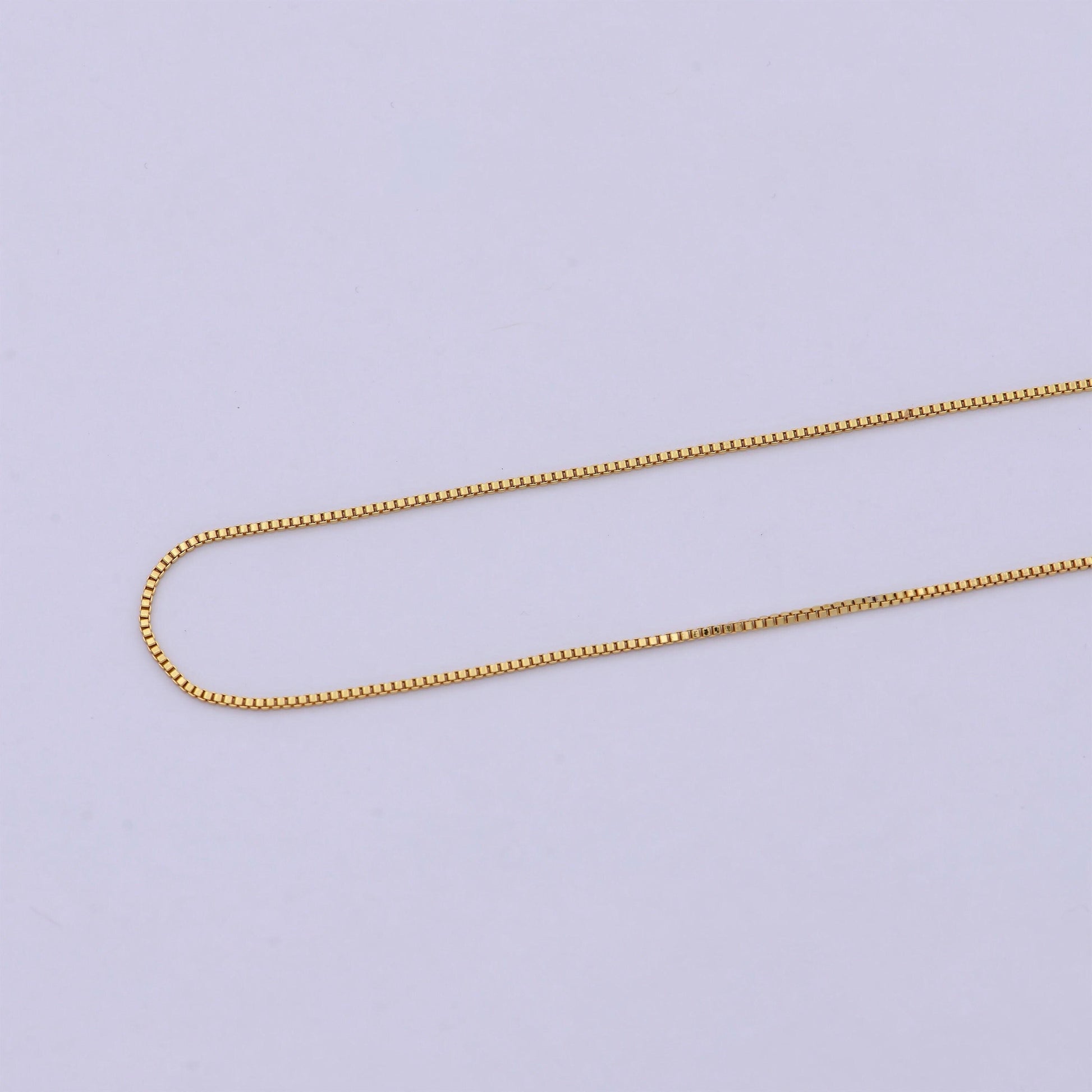 0.8 mm chain box necklace, 24k gold filled box chain, dainty gold filled chain, minimalist necklace 16 inch chain | wa-742
