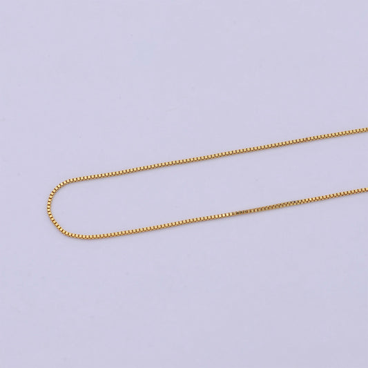 0.8 mm chain box necklace, 24k gold filled box chain, dainty gold filled chain, minimalist necklace 16 inch chain | wa-742