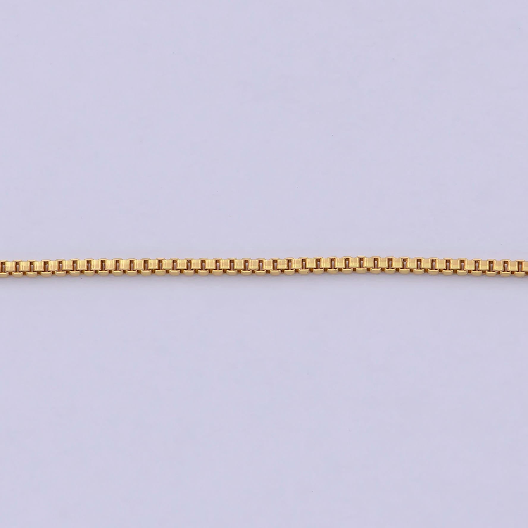 0.8 mm chain box necklace, 24k gold filled box chain, dainty gold filled chain, minimalist necklace 16 inch chain | wa-742