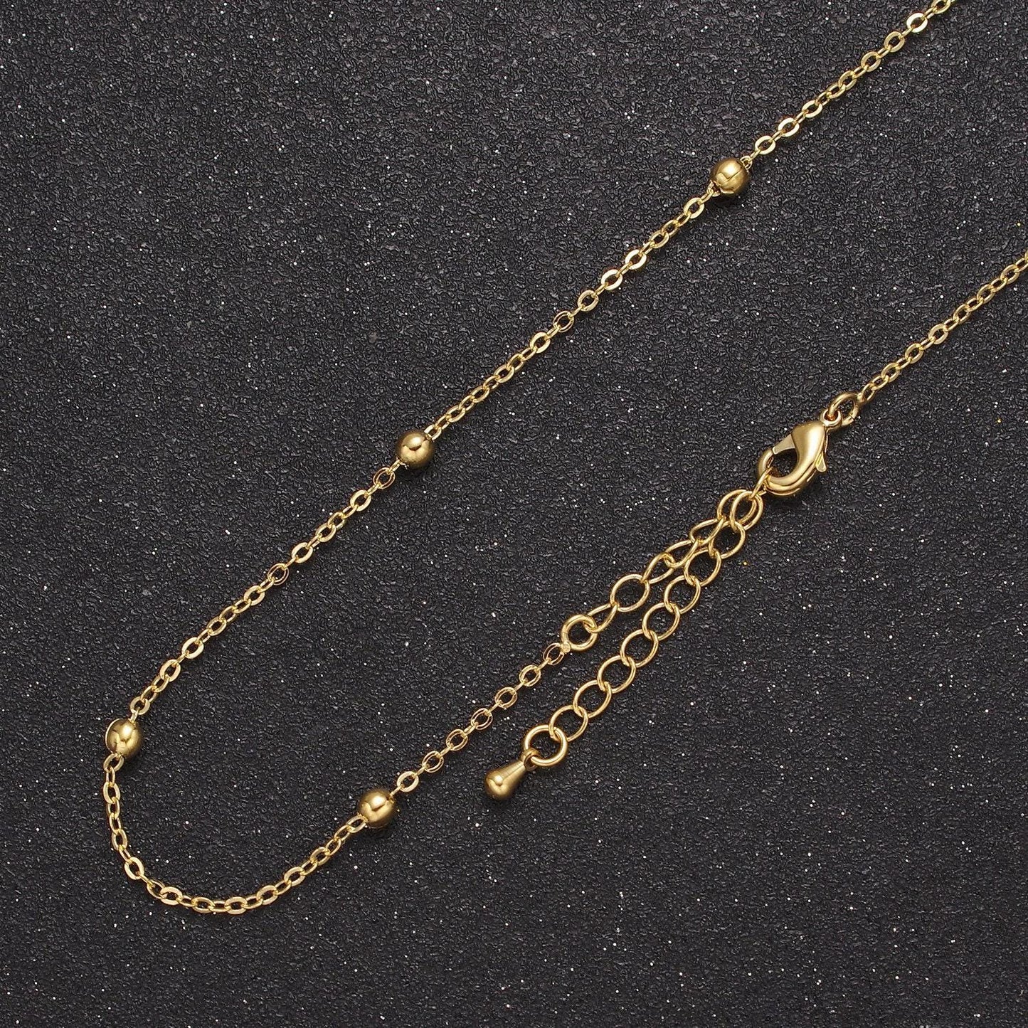 24k gold filled beaded satellite chain gold filled silver chain simple everyday layering necklace wa-729