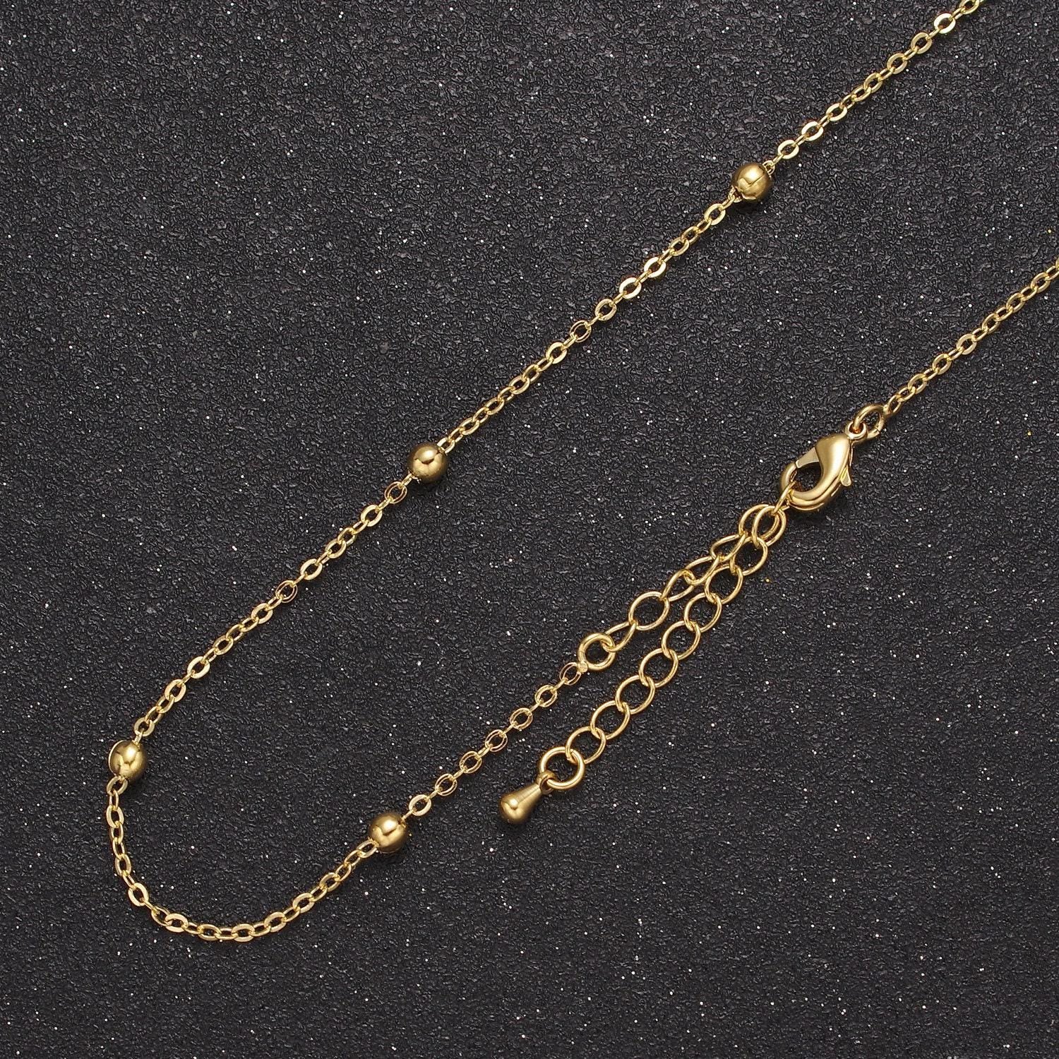 24k gold filled beaded satellite chain gold filled silver chain simple everyday layering necklace wa-729