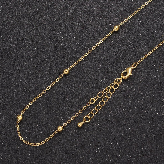 24k gold filled beaded satellite chain gold filled silver chain simple everyday layering necklace wa-729