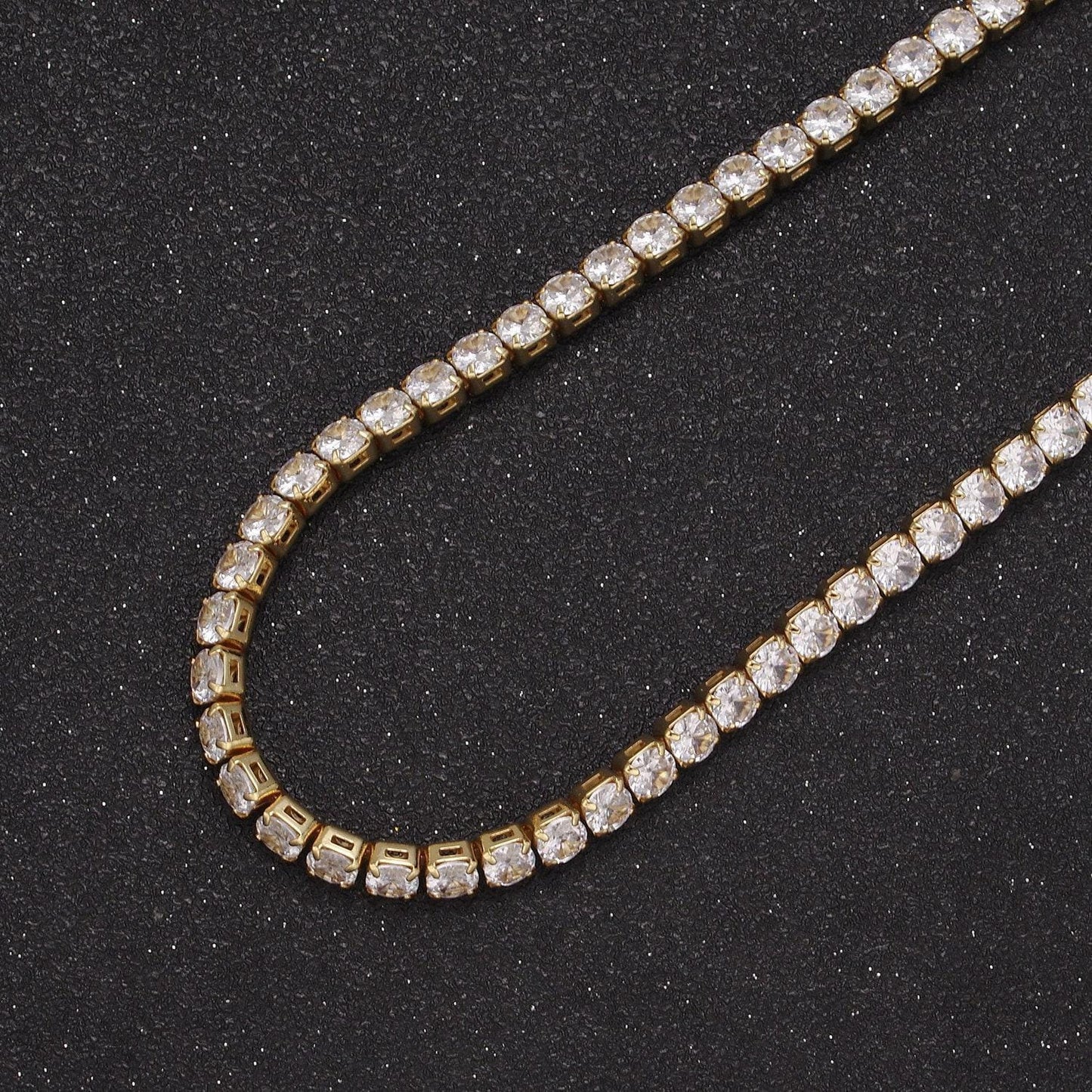 Gold filled tennis necklace | 3mm round cubic zirconia necklace | diamond cz tennis chain necklace | adjustable layer necklace wa-700