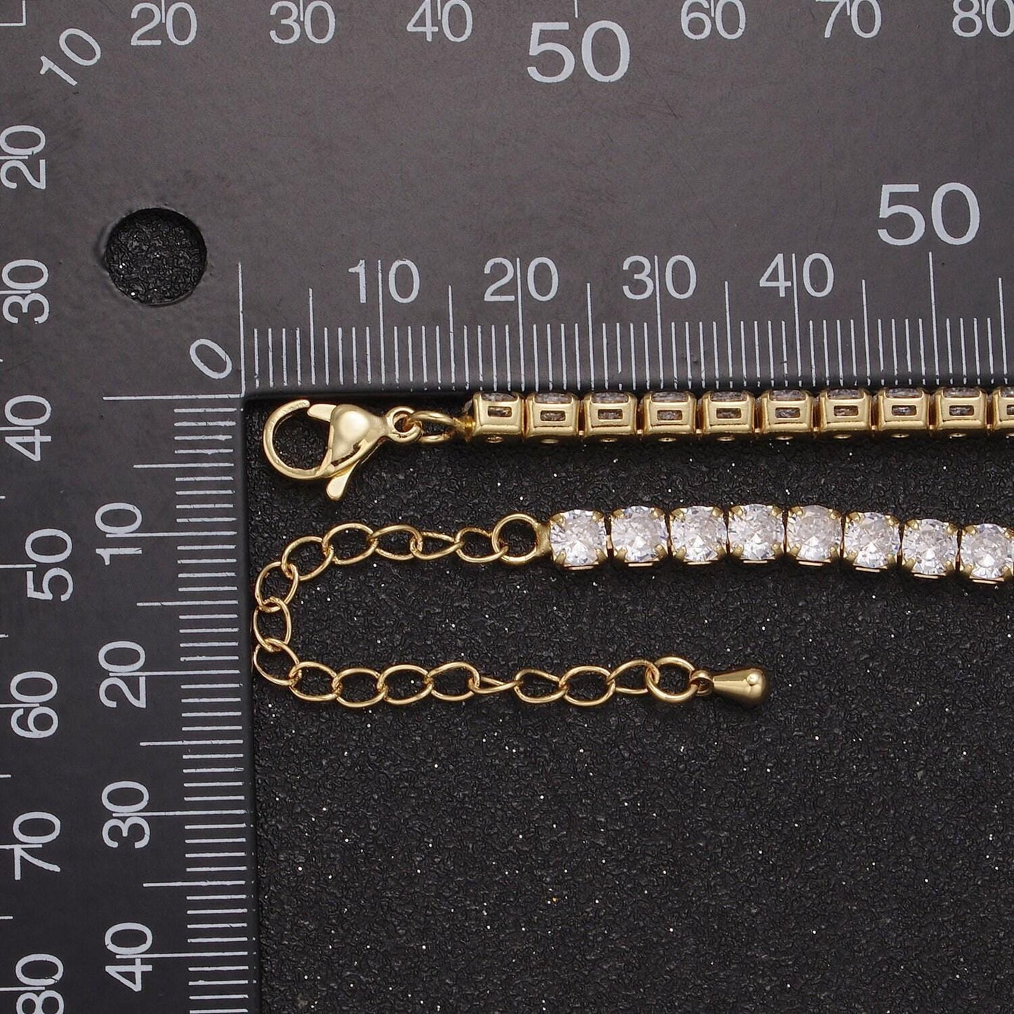 Gold filled tennis necklace | 3mm round cubic zirconia necklace | diamond cz tennis chain necklace | adjustable layer necklace wa-700