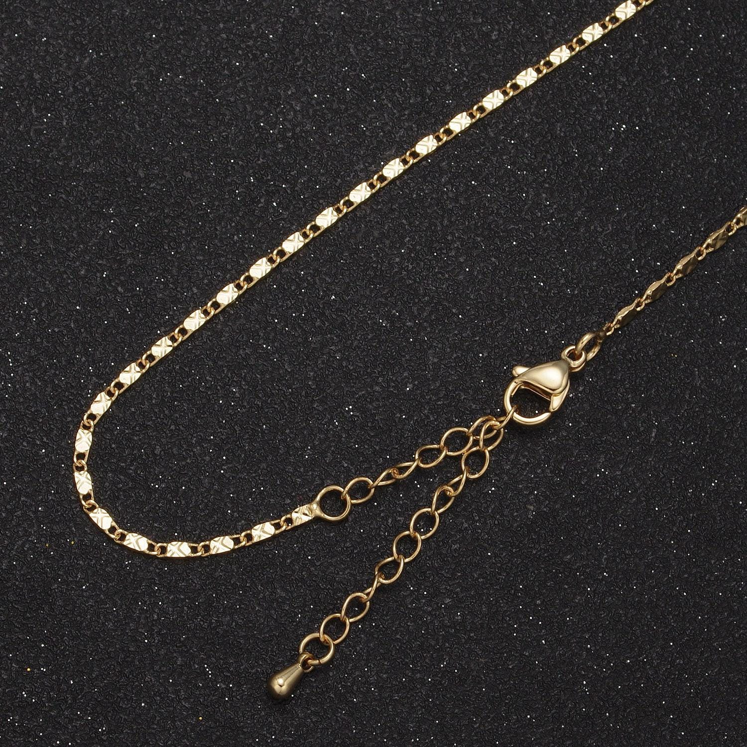 Wholesale gold chain necklace, fine scroll gold chain, simple gold necklace, thin plain women's necklace 18" 20" women chain wa-682