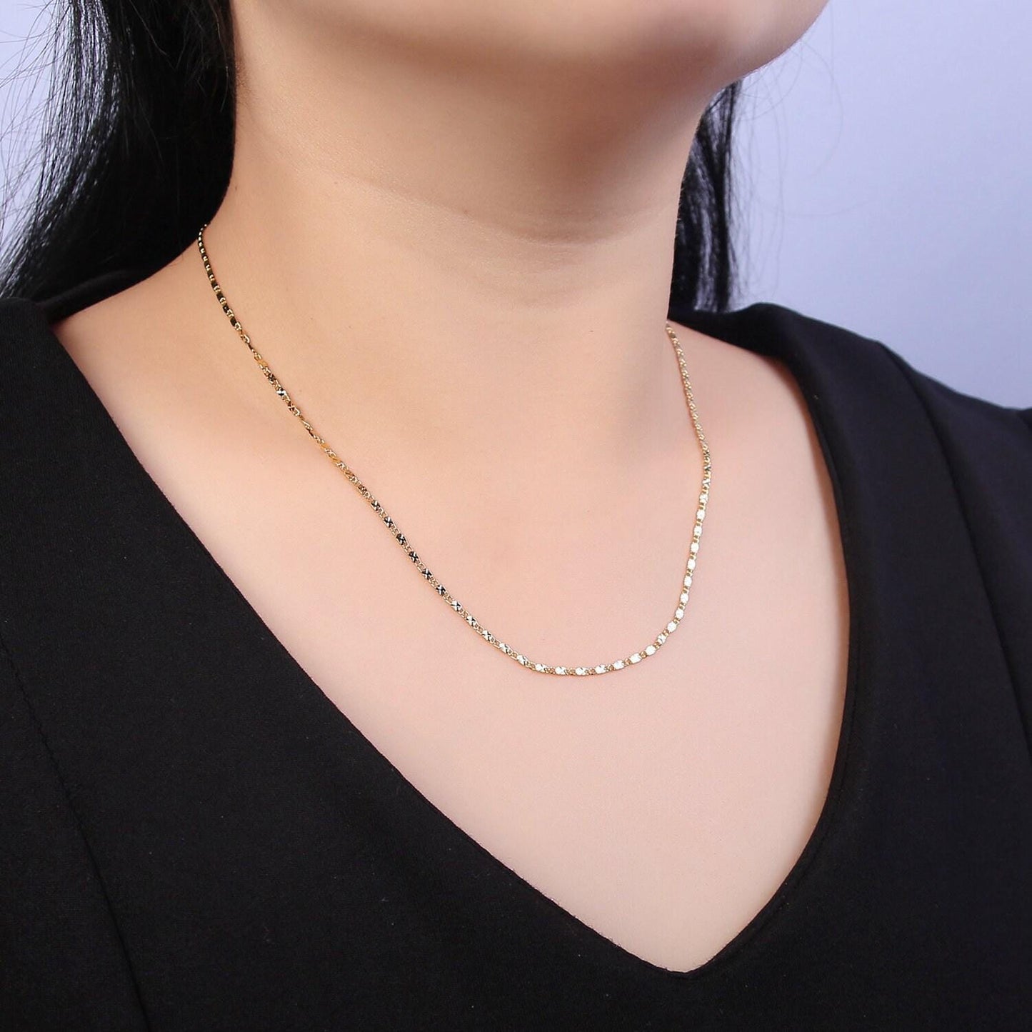 Wholesale gold chain necklace, fine scroll gold chain, simple gold necklace, thin plain women's necklace 18" 20" women chain wa-682