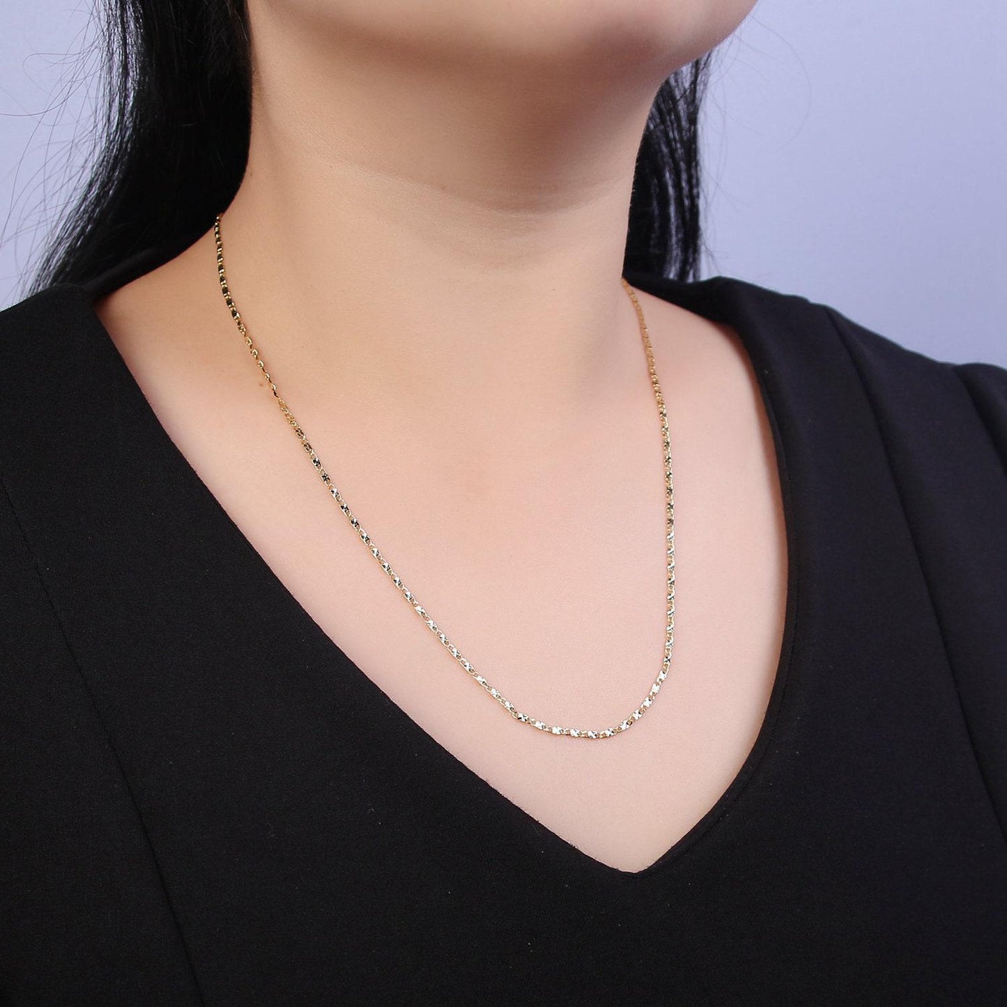 Wholesale gold chain necklace, fine scroll gold chain, simple gold necklace, thin plain women's necklace 18" 20" women chain wa-682