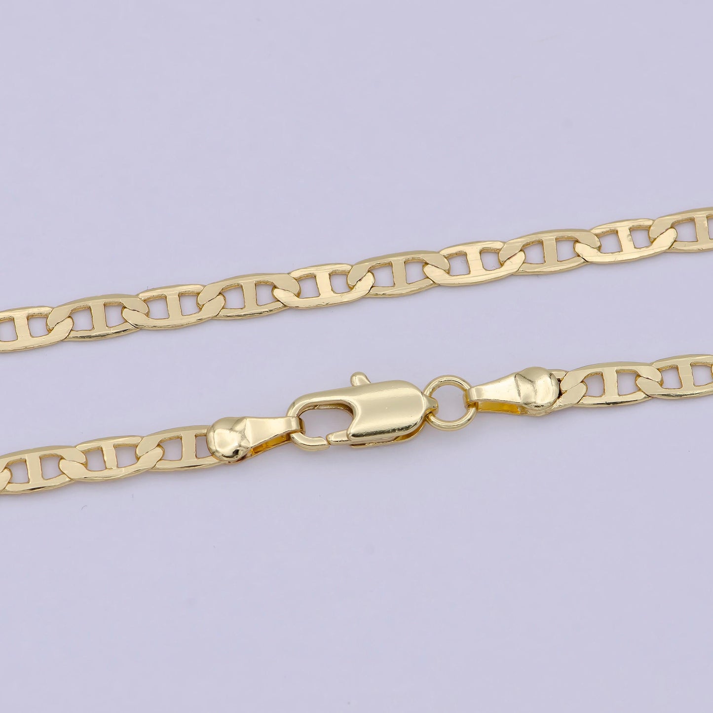 3.3mm mariner anchor link chain necklace 24k gold filled ready to wear 18" 20" long - wa-672