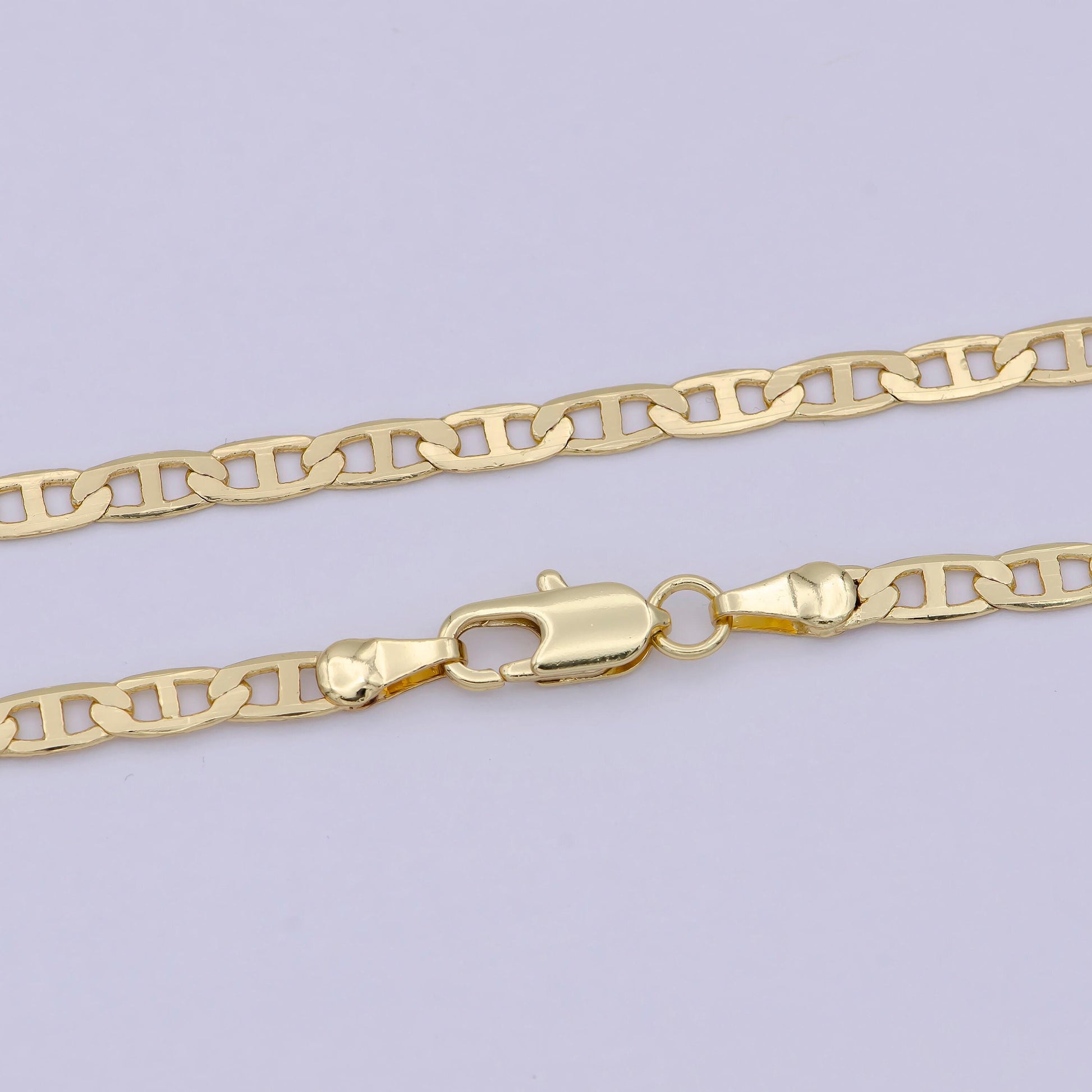 3.3mm mariner anchor link chain necklace 24k gold filled ready to wear 18" 20" long - wa-672