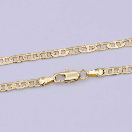 3.3mm mariner anchor link chain necklace 24k gold filled ready to wear 18" 20" long - wa-672