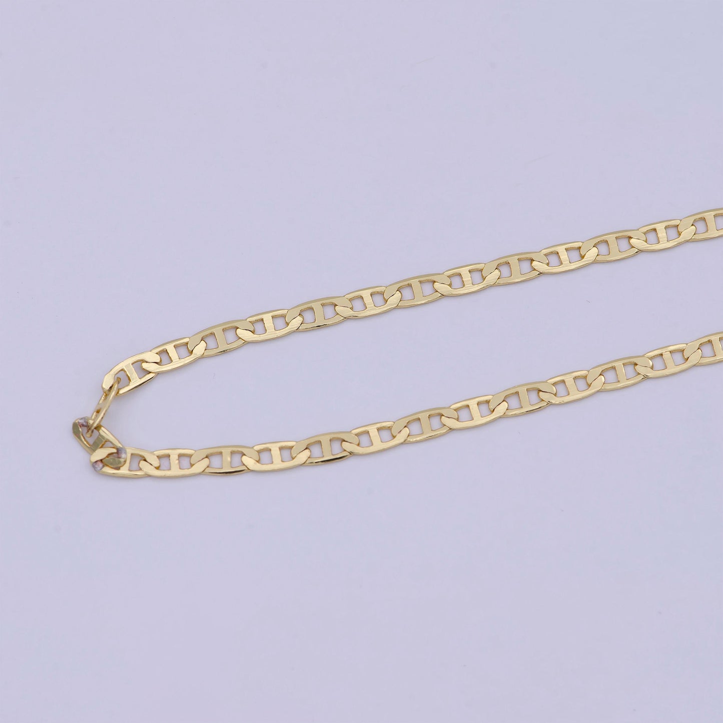 3.3mm mariner anchor link chain necklace 24k gold filled ready to wear 18" 20" long - wa-672