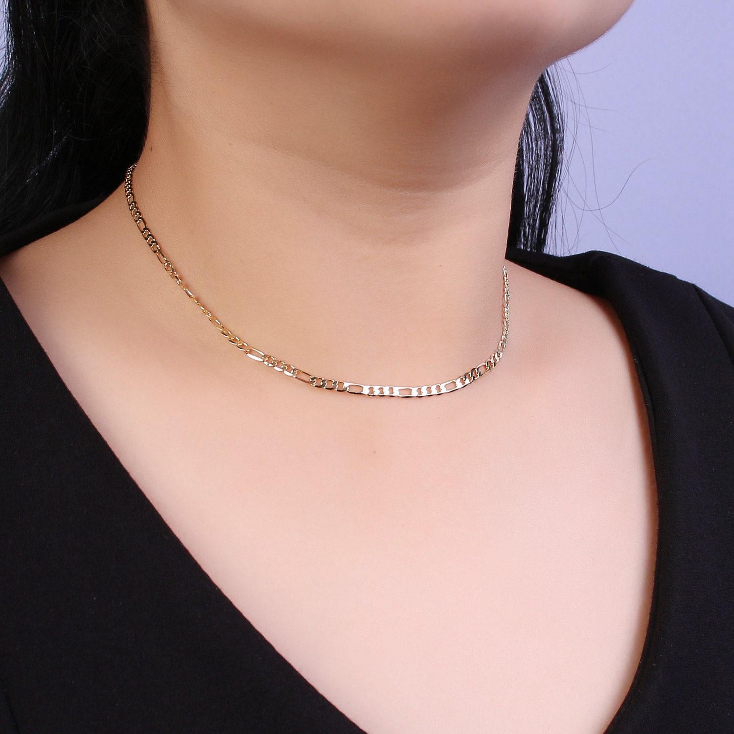 24k gold filled figaro necklace • minimalist necklace chain • unisex figaro chain • figaro 16" 18" 20" chains ready to wear wa-677