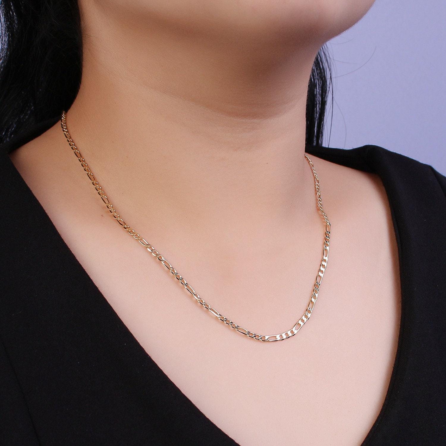 24k gold filled figaro necklace • minimalist necklace chain • unisex figaro chain • figaro 16" 18" 20" chains ready to wear wa-677