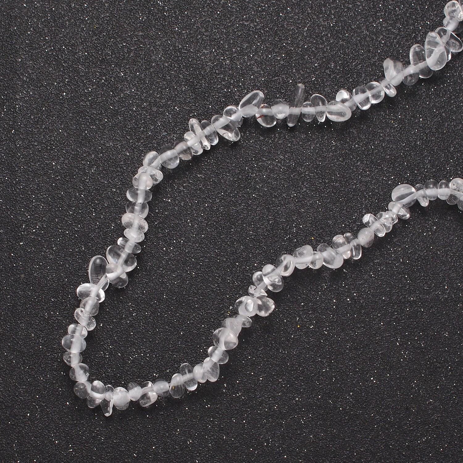 Clear quartz beaded necklace - 18" chip necklace healing crystals, gemstone necklace, handmade jewelry, crystal necklace wa-644