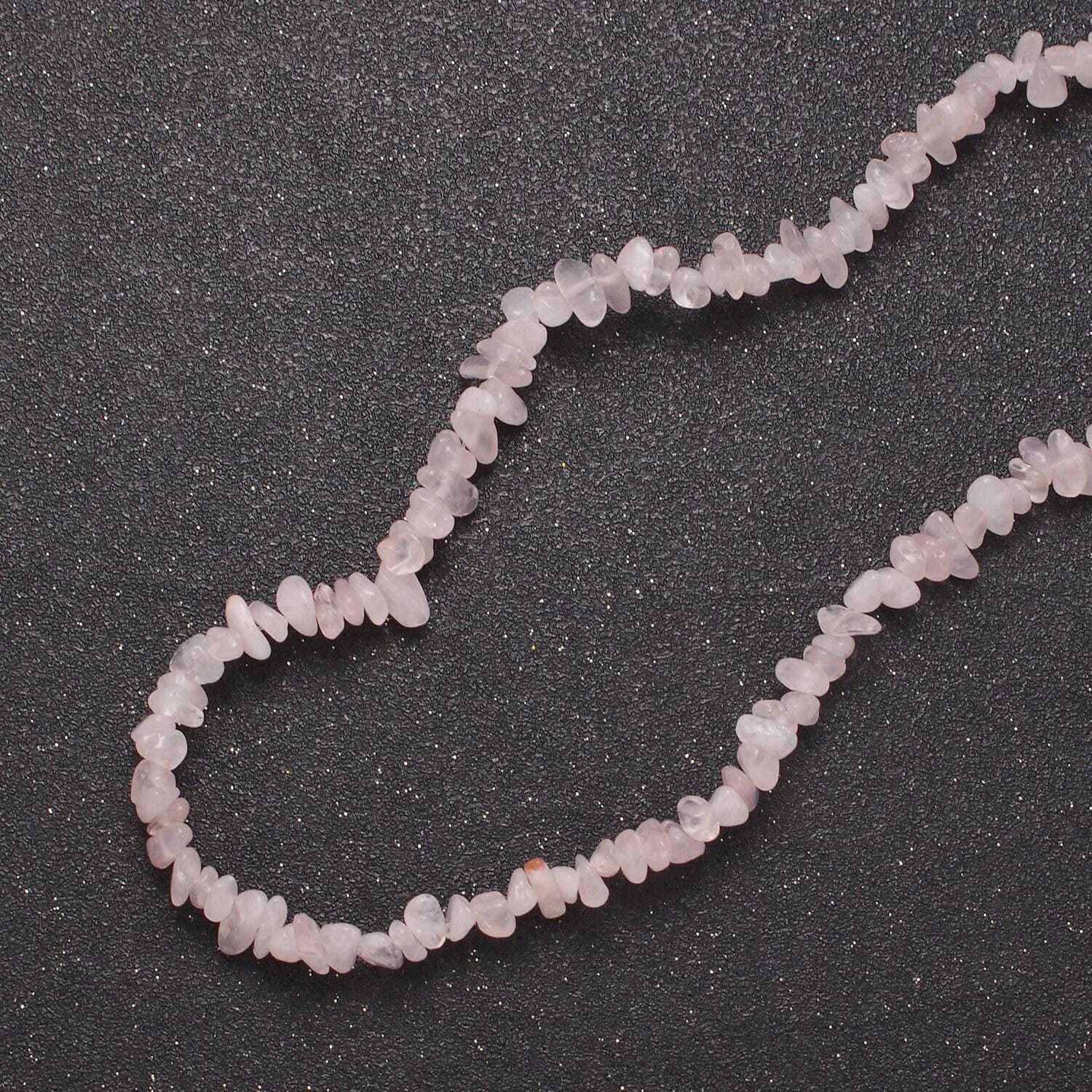Pink quartz beaded necklace - 17.5" chip necklace healing crystals, gemstone necklace, handmade jewelry, crystal necklace wa-637