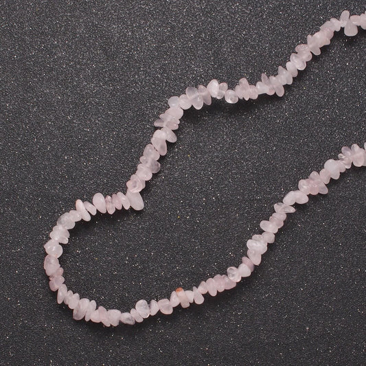 Pink quartz beaded necklace - 17.5" chip necklace healing crystals, gemstone necklace, handmade jewelry, crystal necklace wa-637