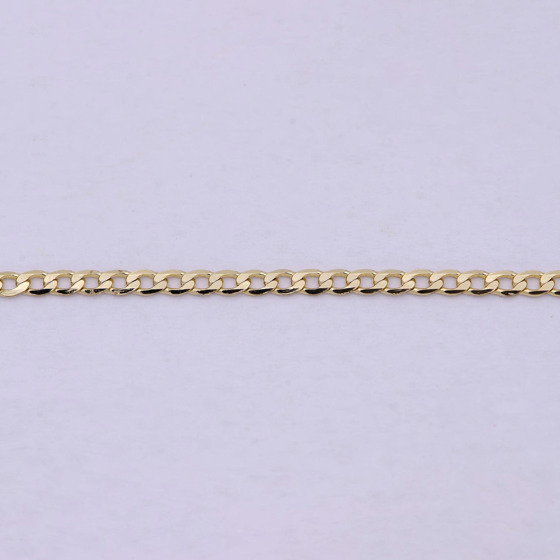 17.5 inch curb figaro finished chain, dainty 2mm14k gold plated necklace with lobster clasps | wa-623