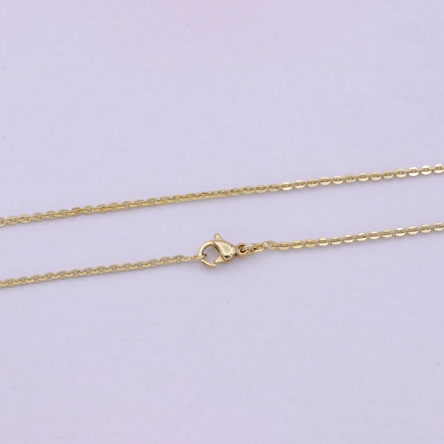 14k gold cable rolo chain, dainty 1.5mm cable chain width, 17.5 inch layering finished chain with lobster clasps | wa-617