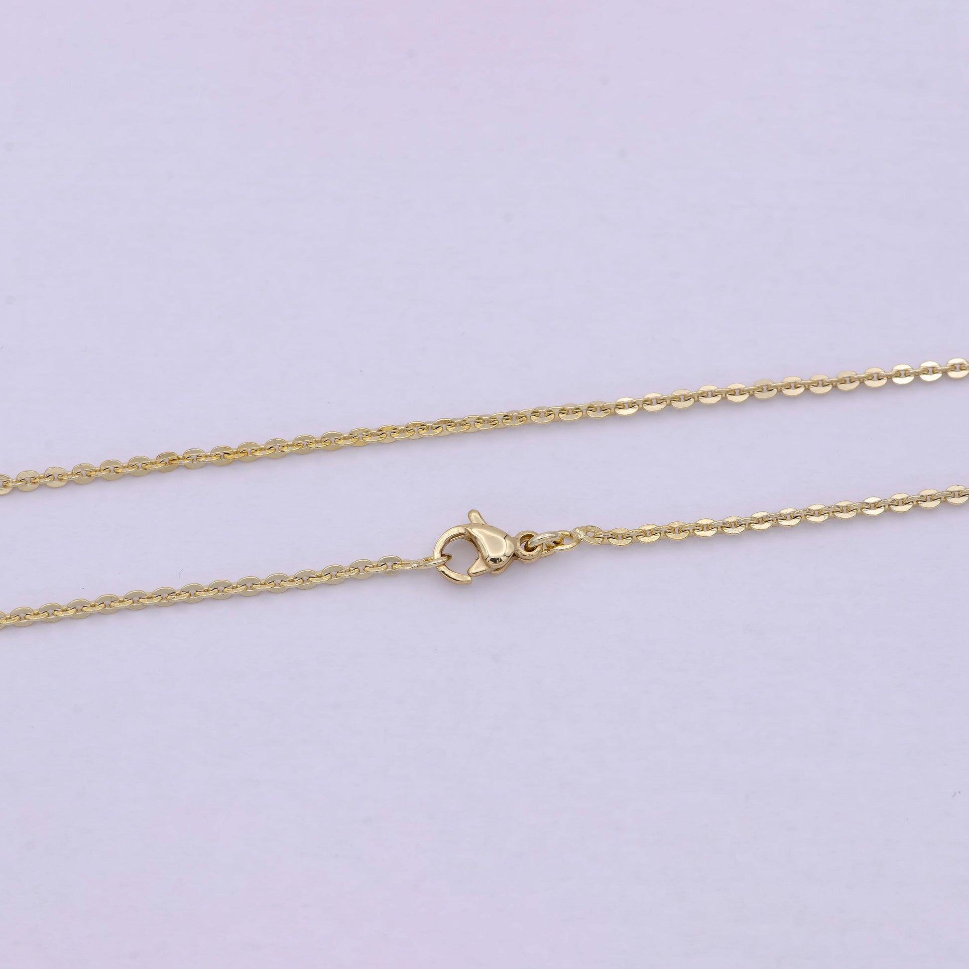 14k gold cable rolo chain, dainty 1.5mm cable chain width, 17.5 inch layering finished chain with lobster clasps | wa-617