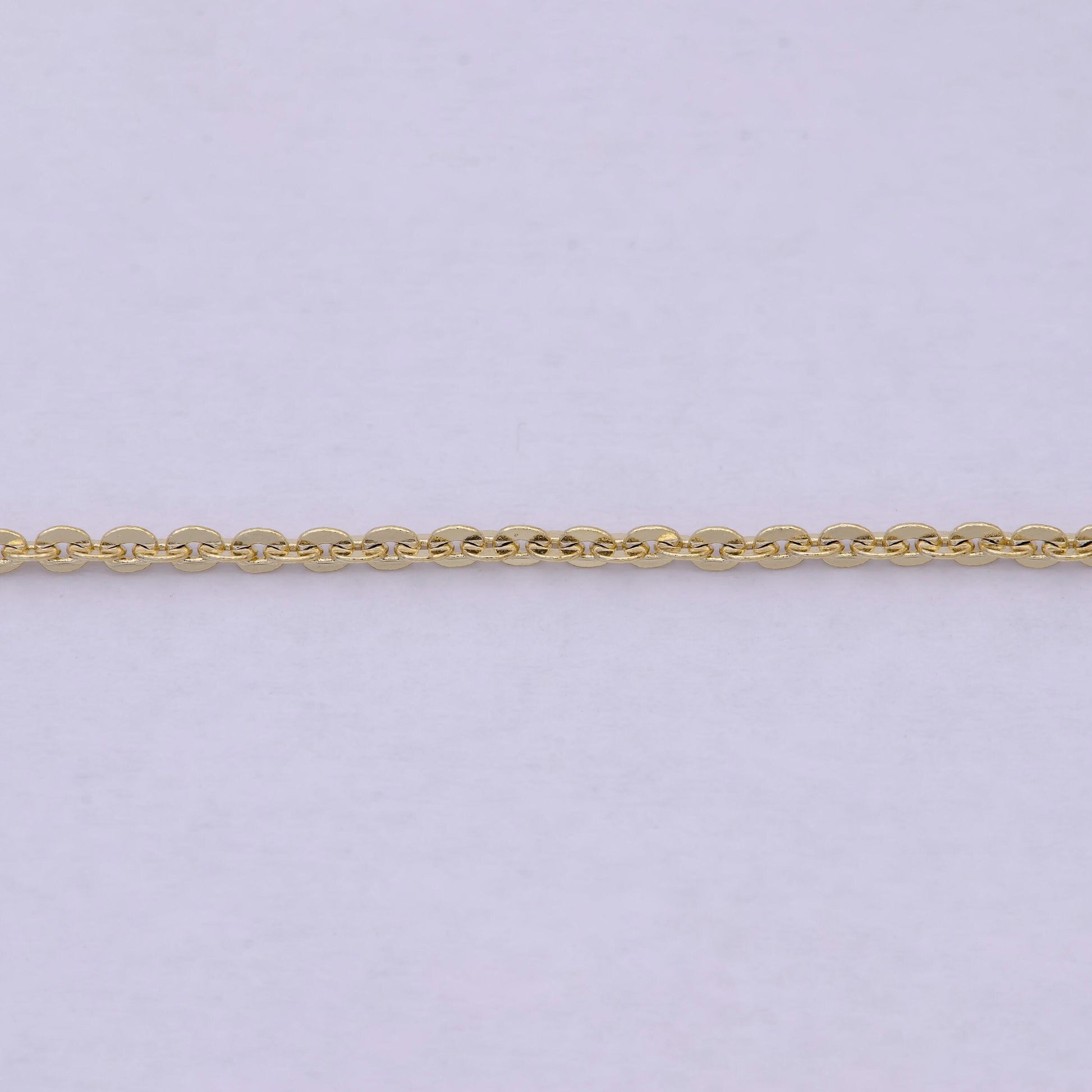 14k gold cable rolo chain, dainty 1.5mm cable chain width, 17.5 inch layering finished chain with lobster clasps | wa-617