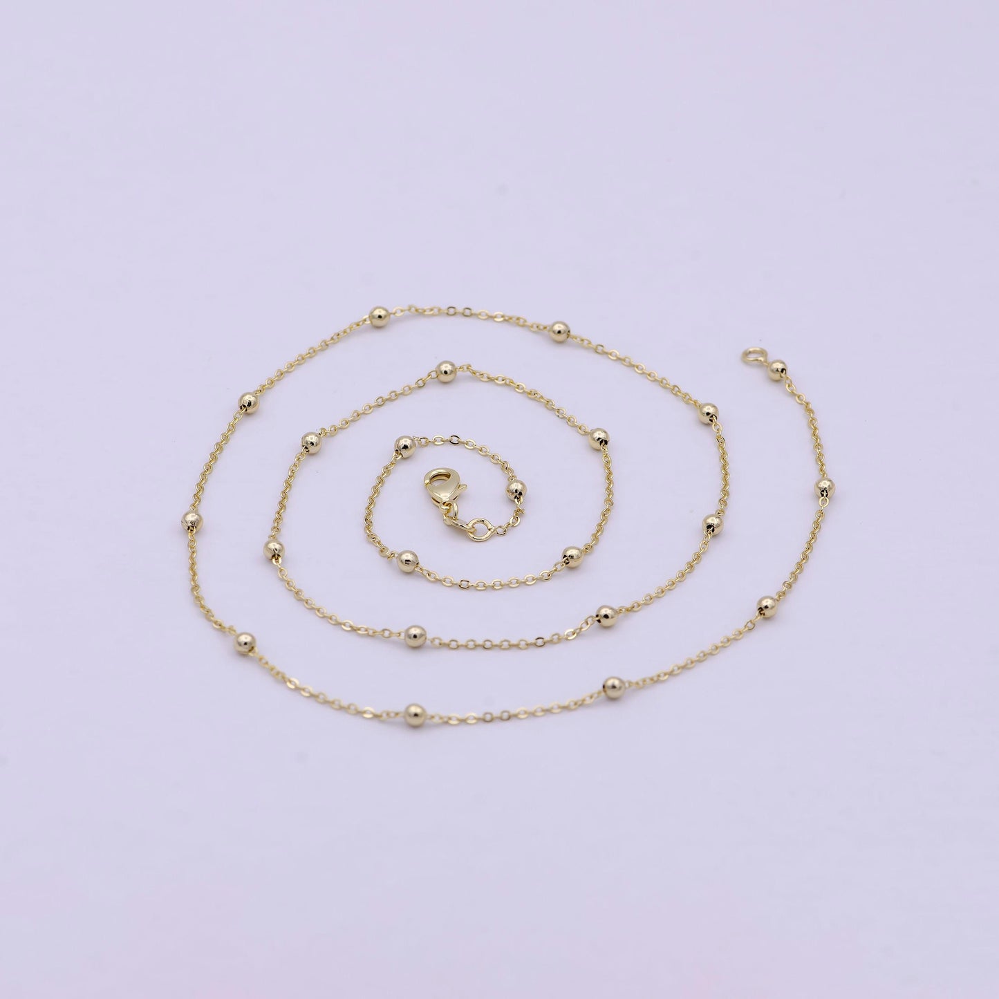 14k gold filled chain, 3mm bead width, 24 inch layering satellite cable necklace | wa-616