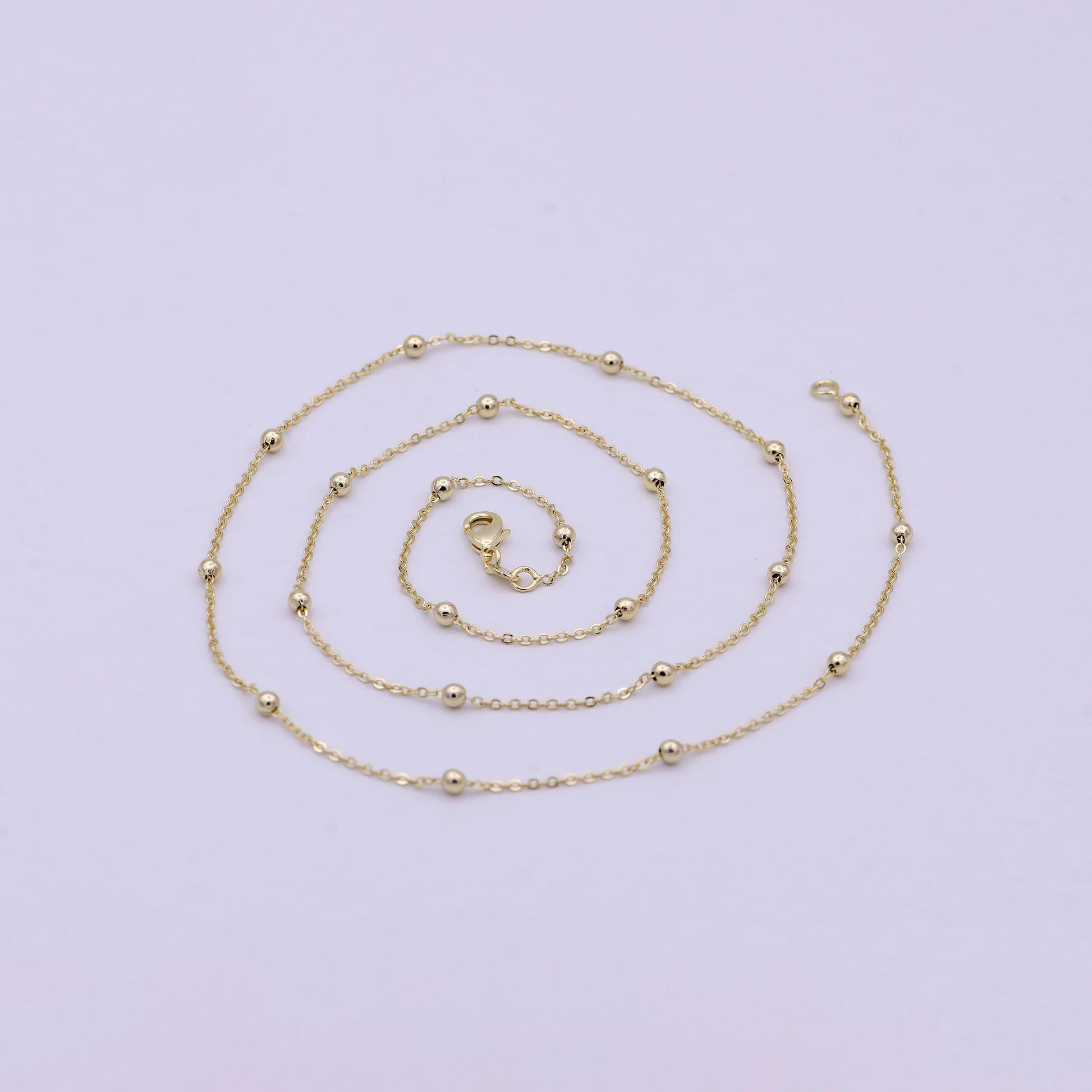 14k gold filled chain, 3mm bead width, 24 inch layering satellite cable necklace | wa-616