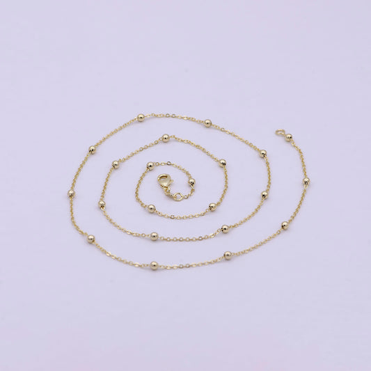 14k gold filled chain, 3mm bead width, 24 inch layering satellite cable necklace | wa-616