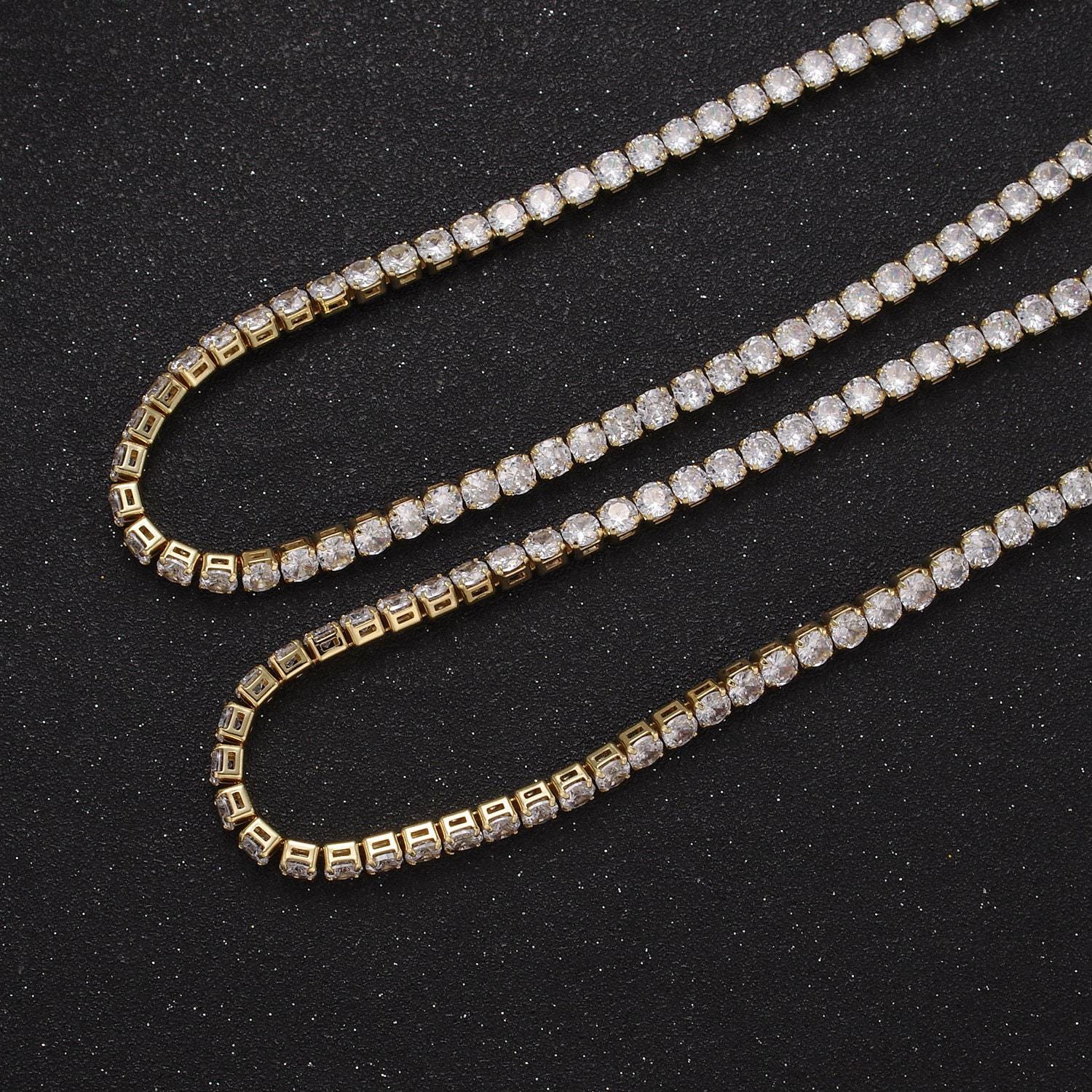 Classic cubic zirconia tennis necklace , diamond necklace , 14k gold filled tennis adjustable necklace, gift for her wa-602