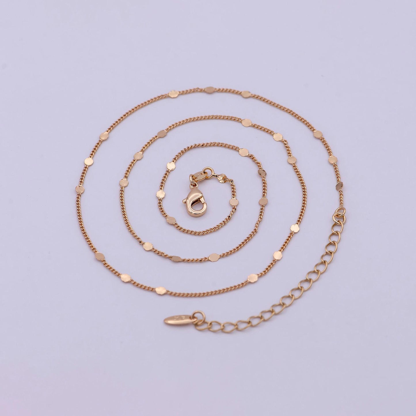 1 mm 18k gold filled chain necklace gold curb chain, gold chains 18 inch + 2 inch extender | wa-542