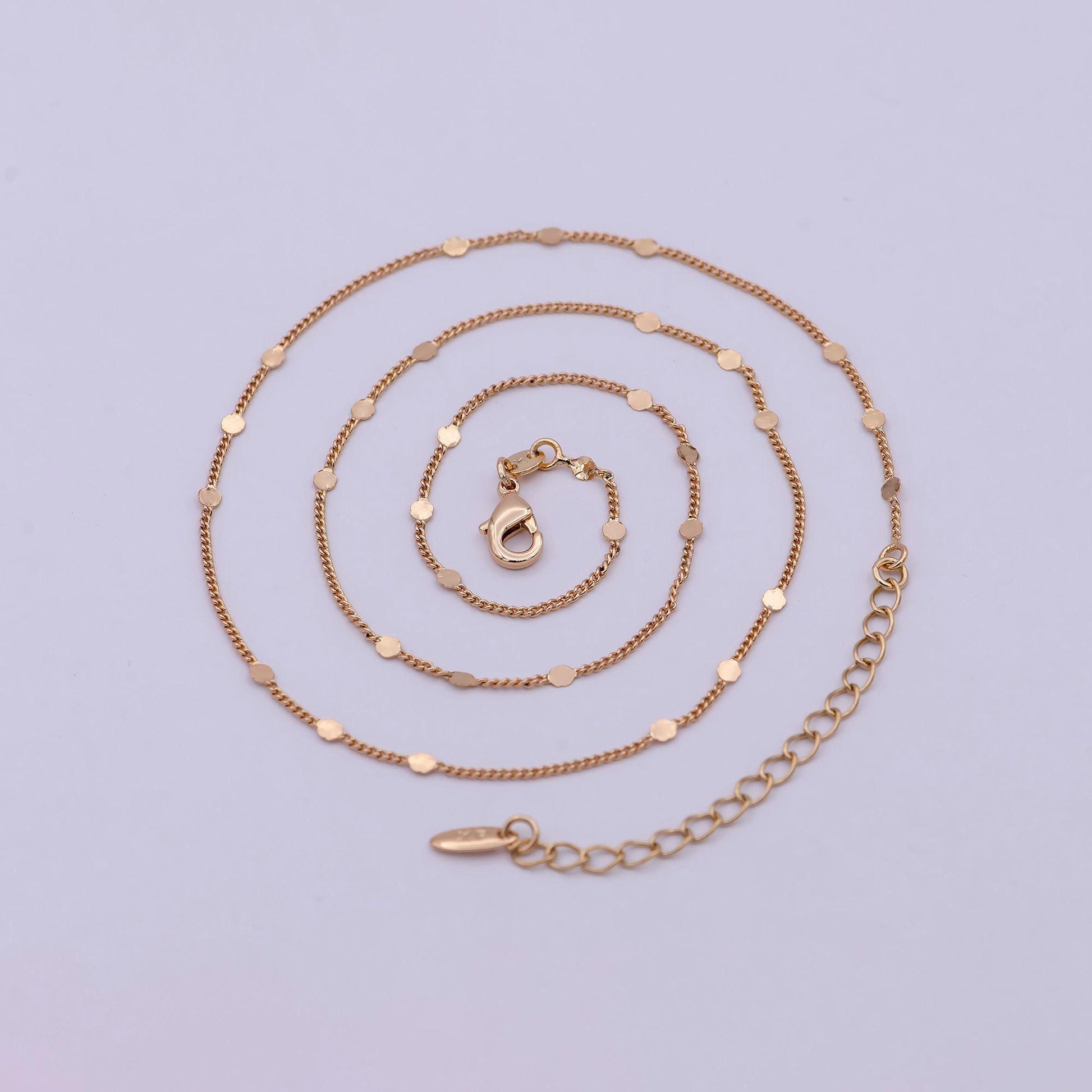 1 mm 18k gold filled chain necklace gold curb chain, gold chains 18 inch + 2 inch extender | wa-542