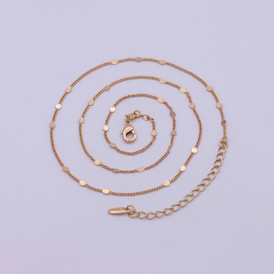 1 mm 18k gold filled chain necklace gold curb chain, gold chains 18 inch + 2 inch extender | wa-542
