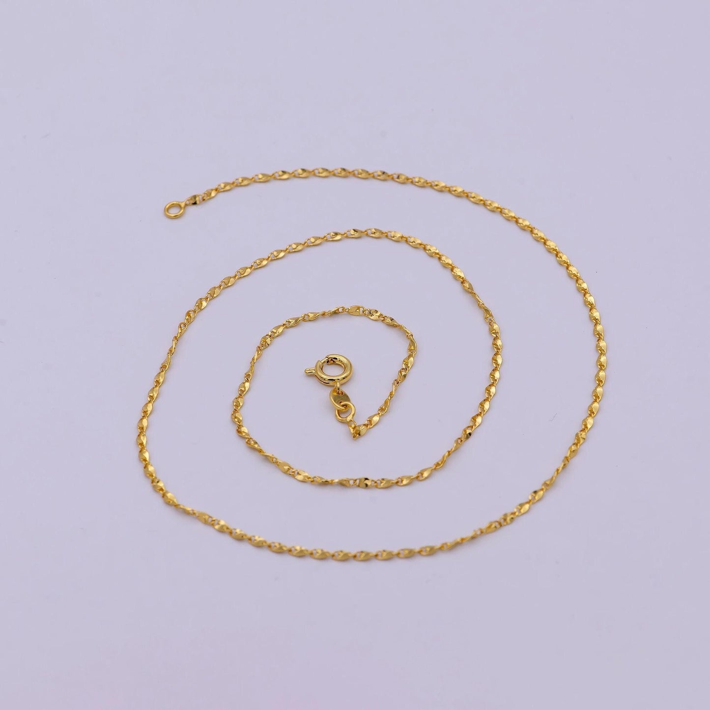 Fancy link chain necklace 18 inch long 1.5 mm thick ready to wear 24k gold filled chain | wa-537
