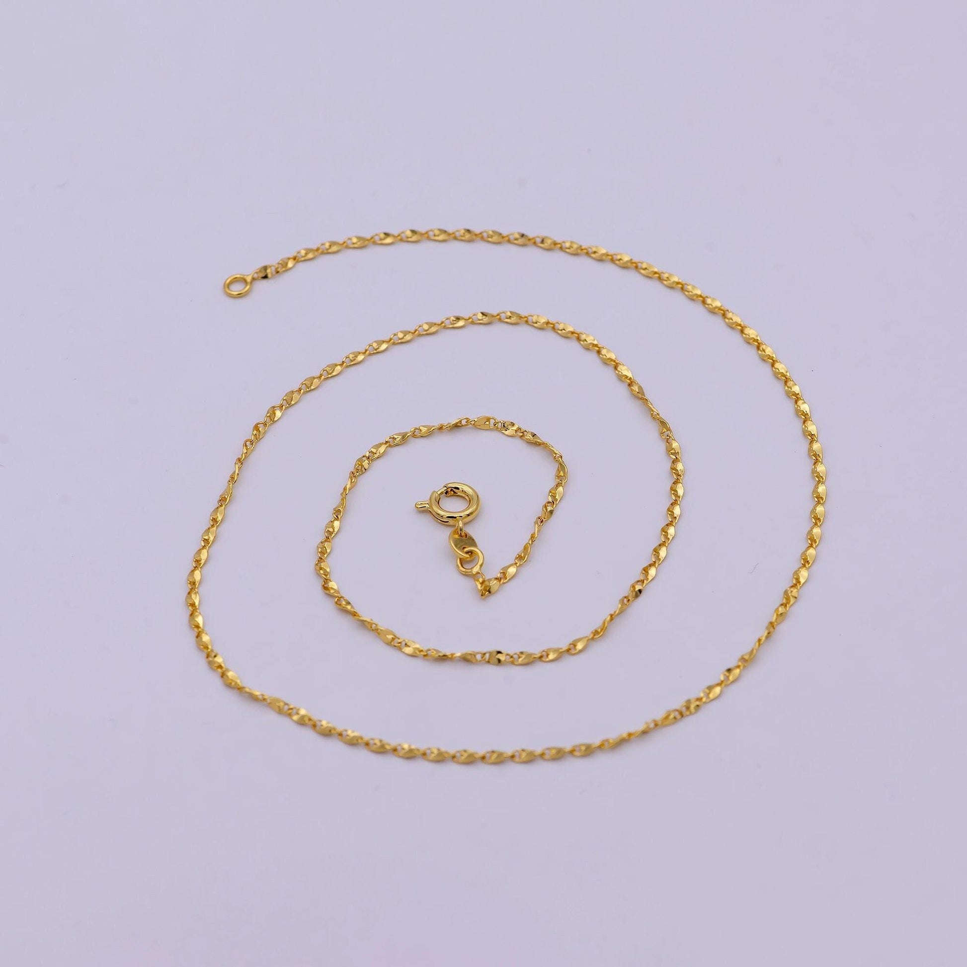 Fancy link chain necklace 18 inch long 1.5 mm thick ready to wear 24k gold filled chain | wa-537